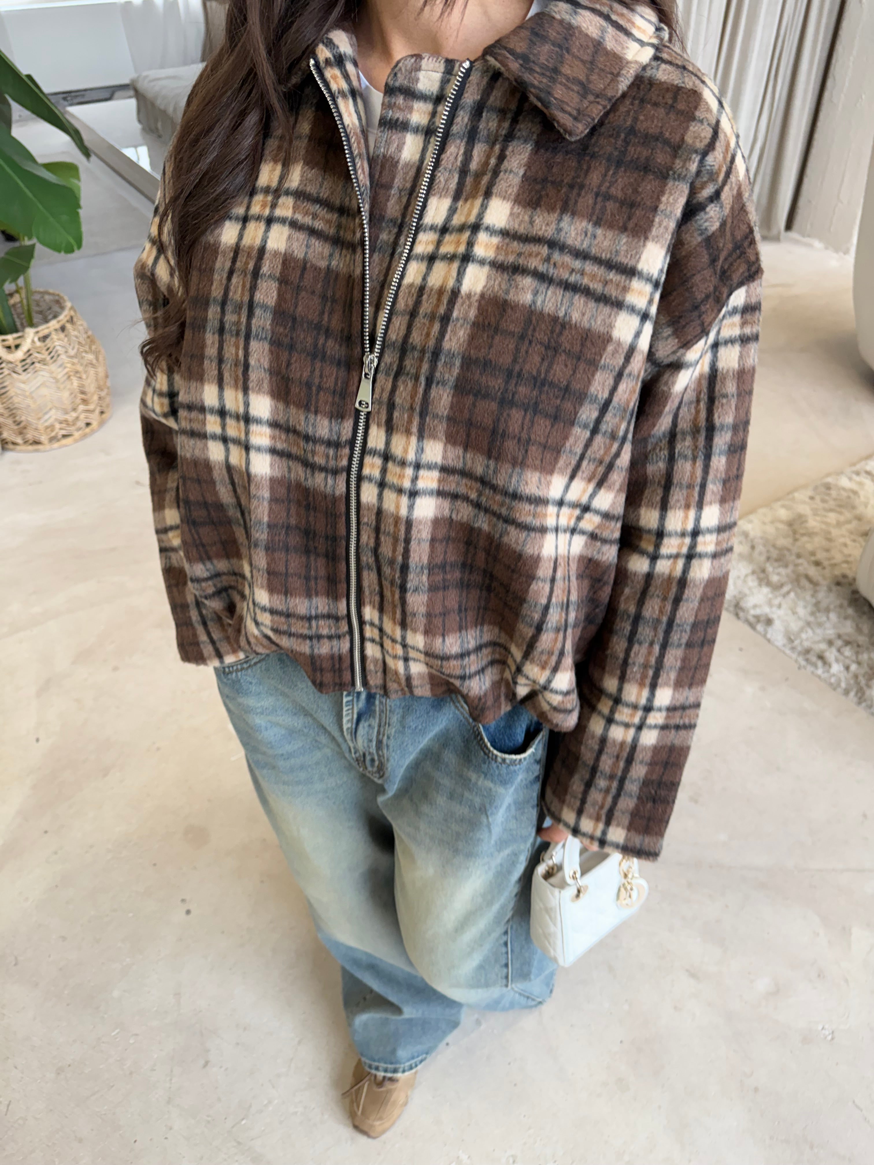 Bomber FAL carreaux marron