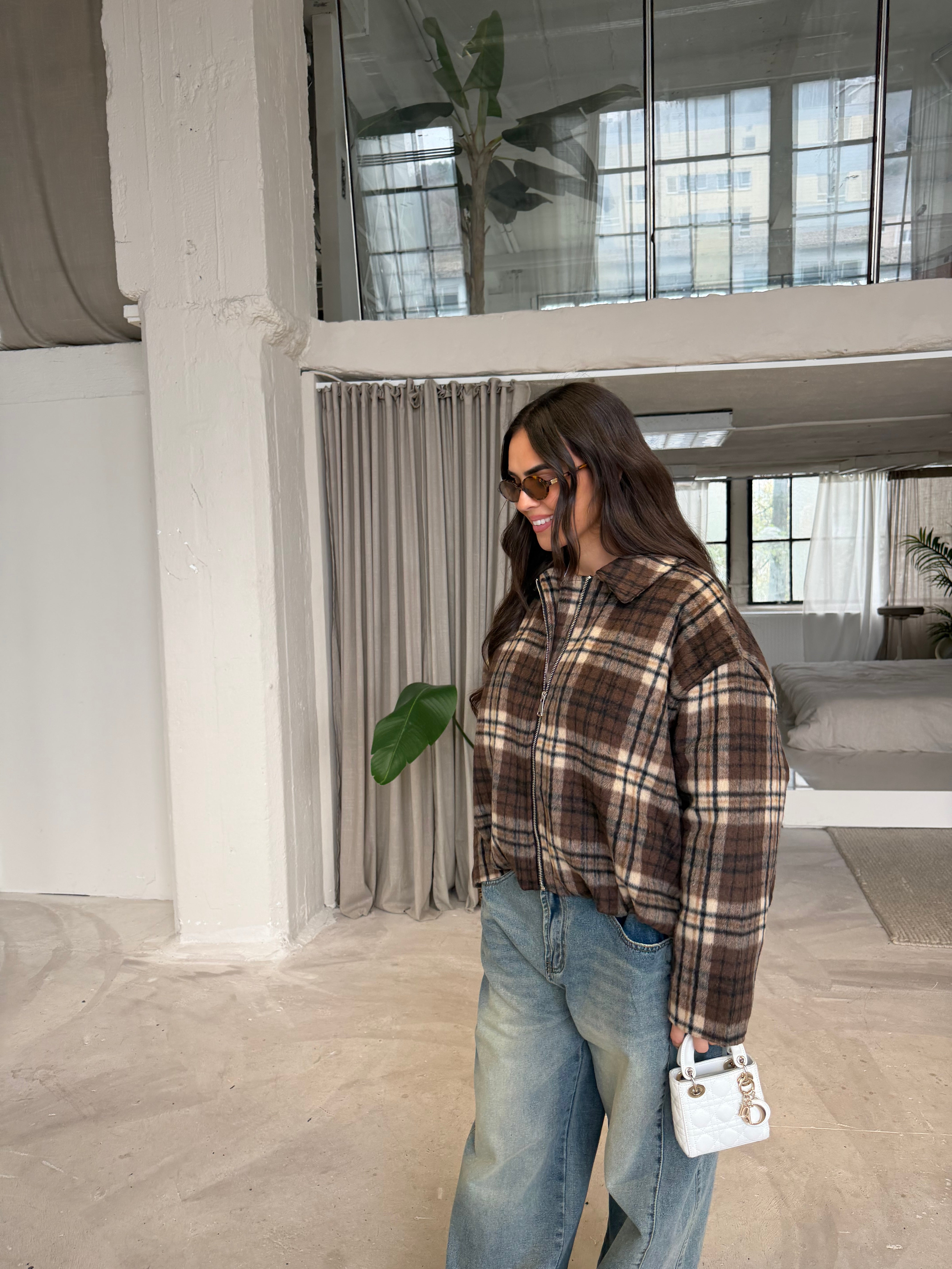 Bomber FAL carreaux marron