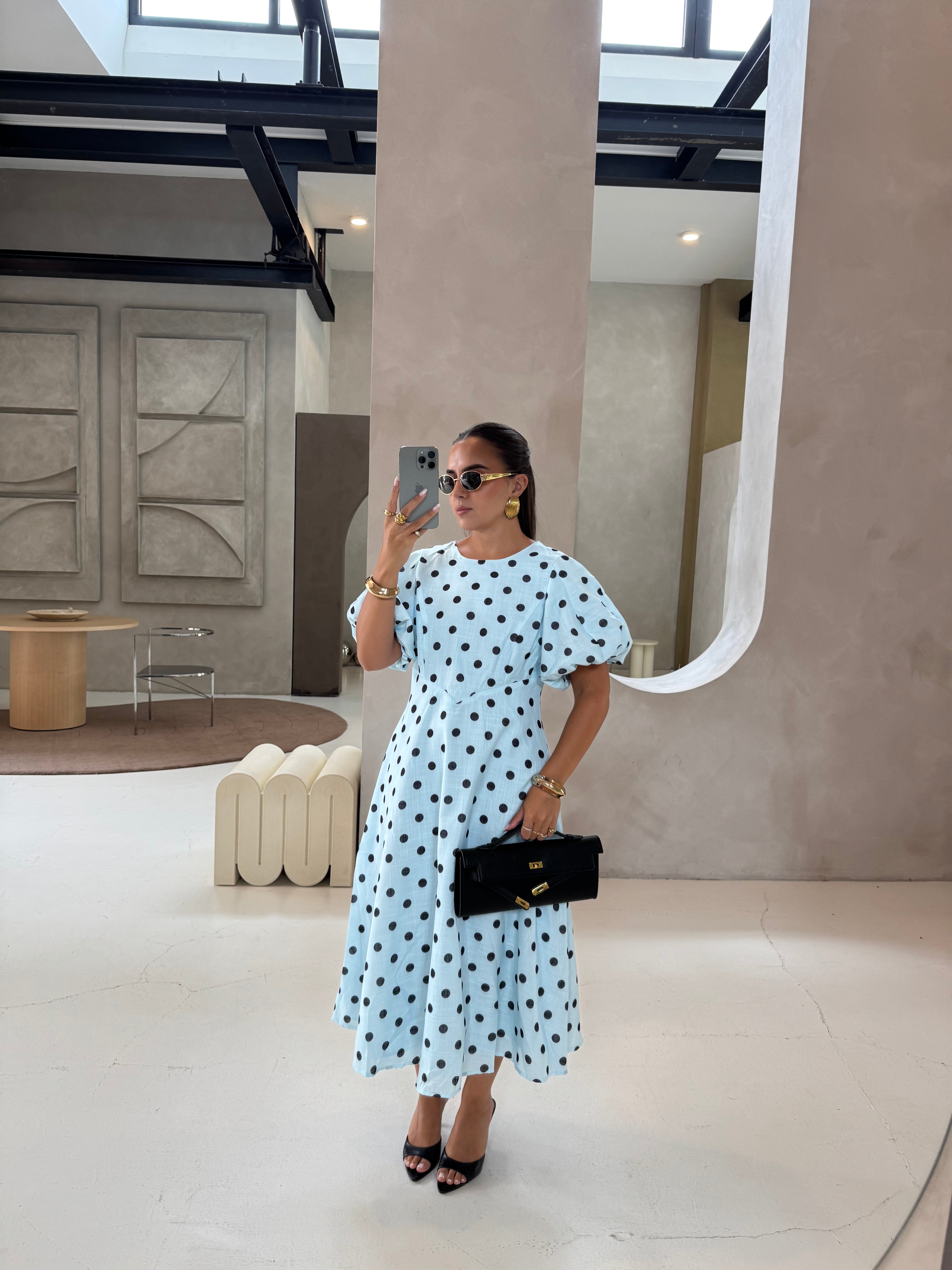 Robe print bleue (R8079)