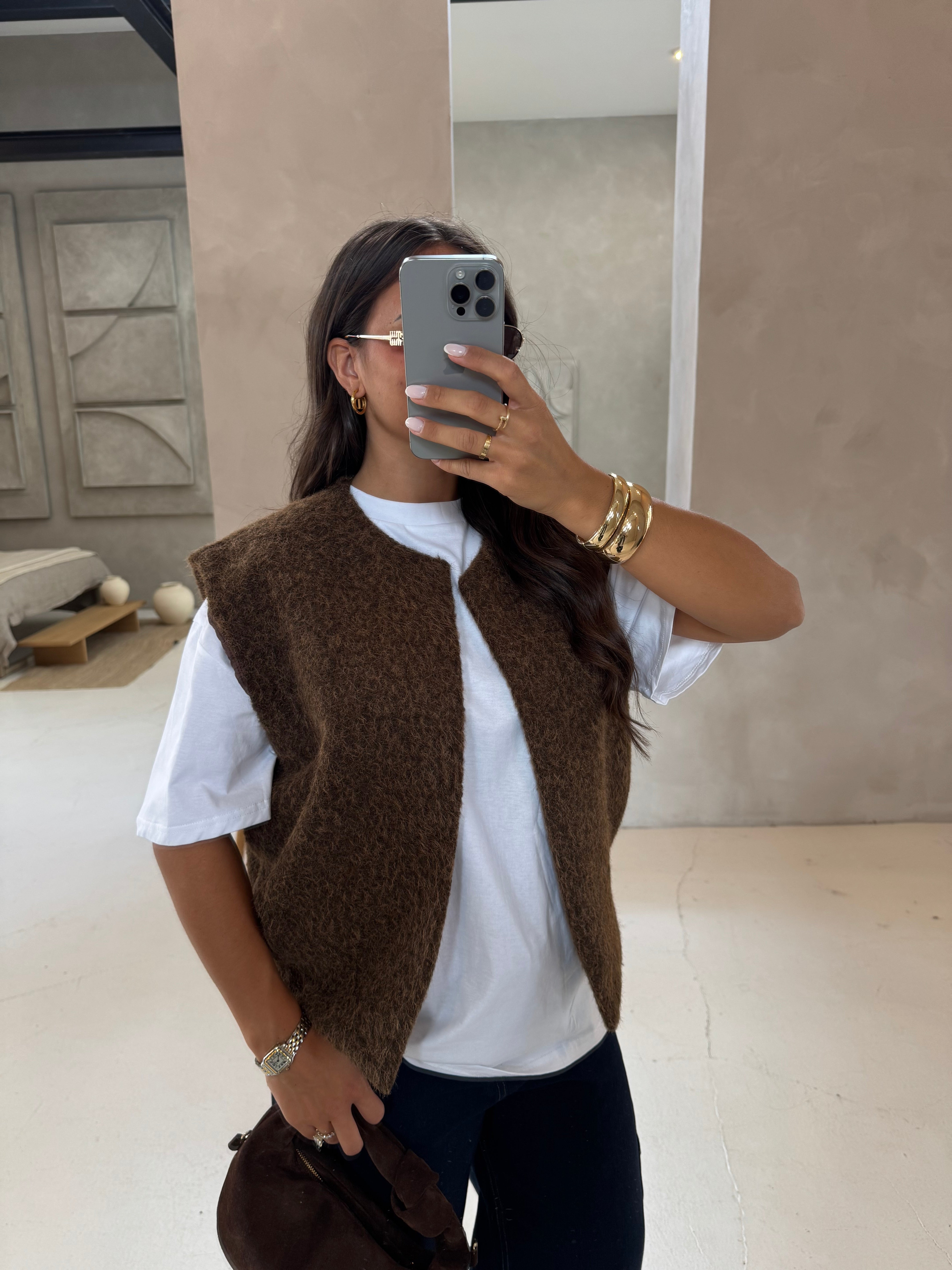 Gilet sans manches marron (2659)