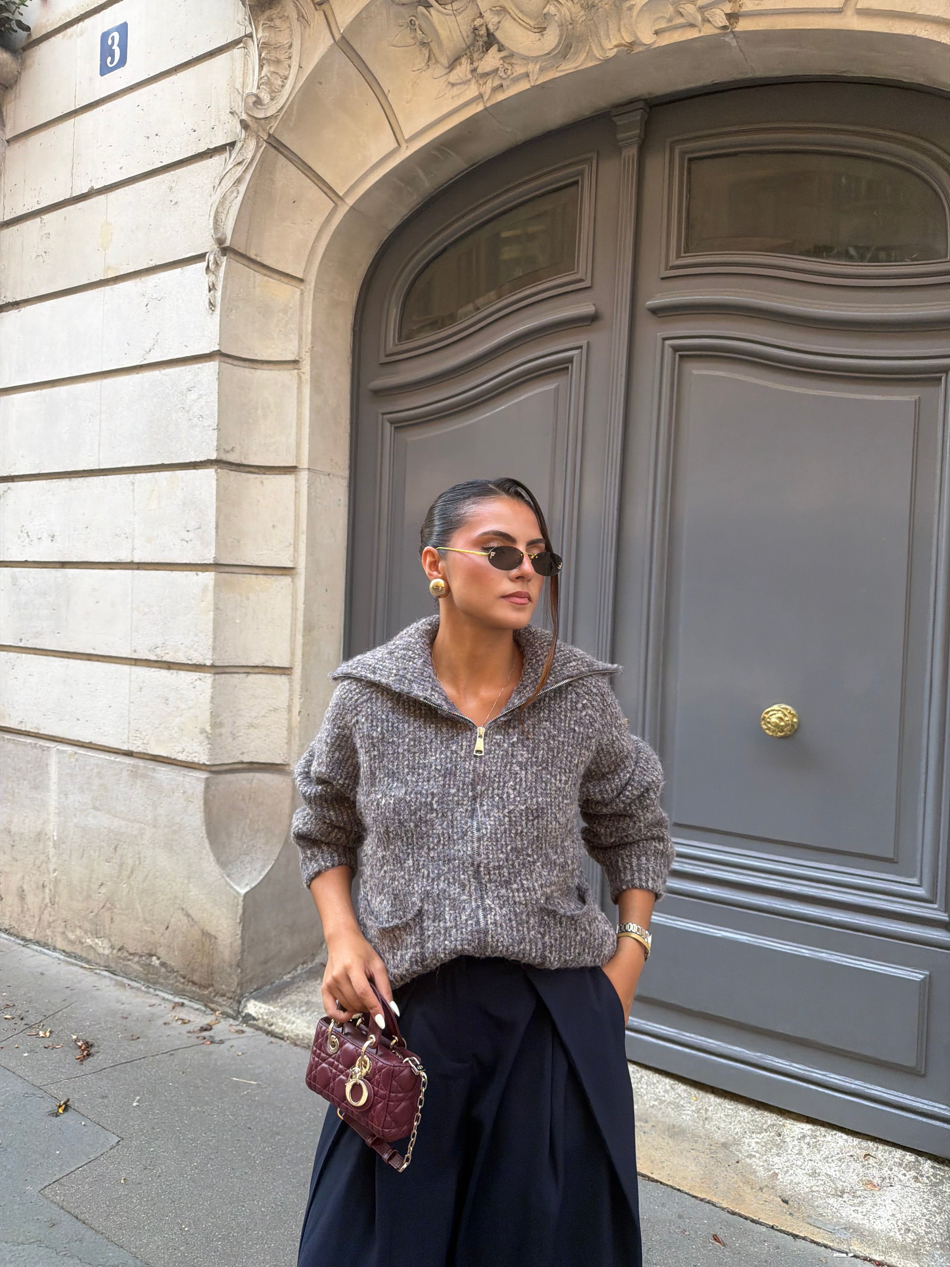 Gilet manche longue BERYL gris taupe(LC419)