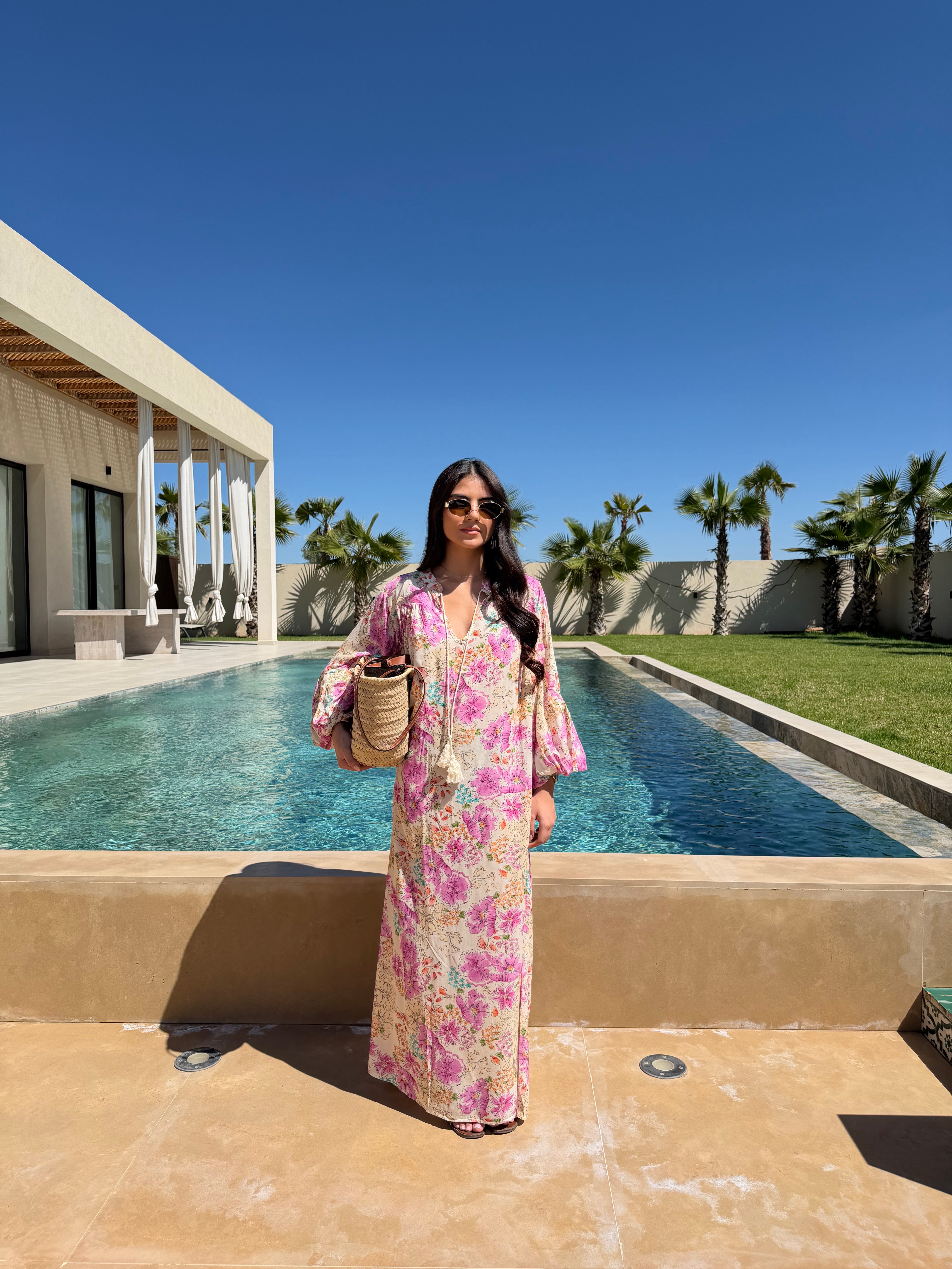 Robe fleurie rose (8992)