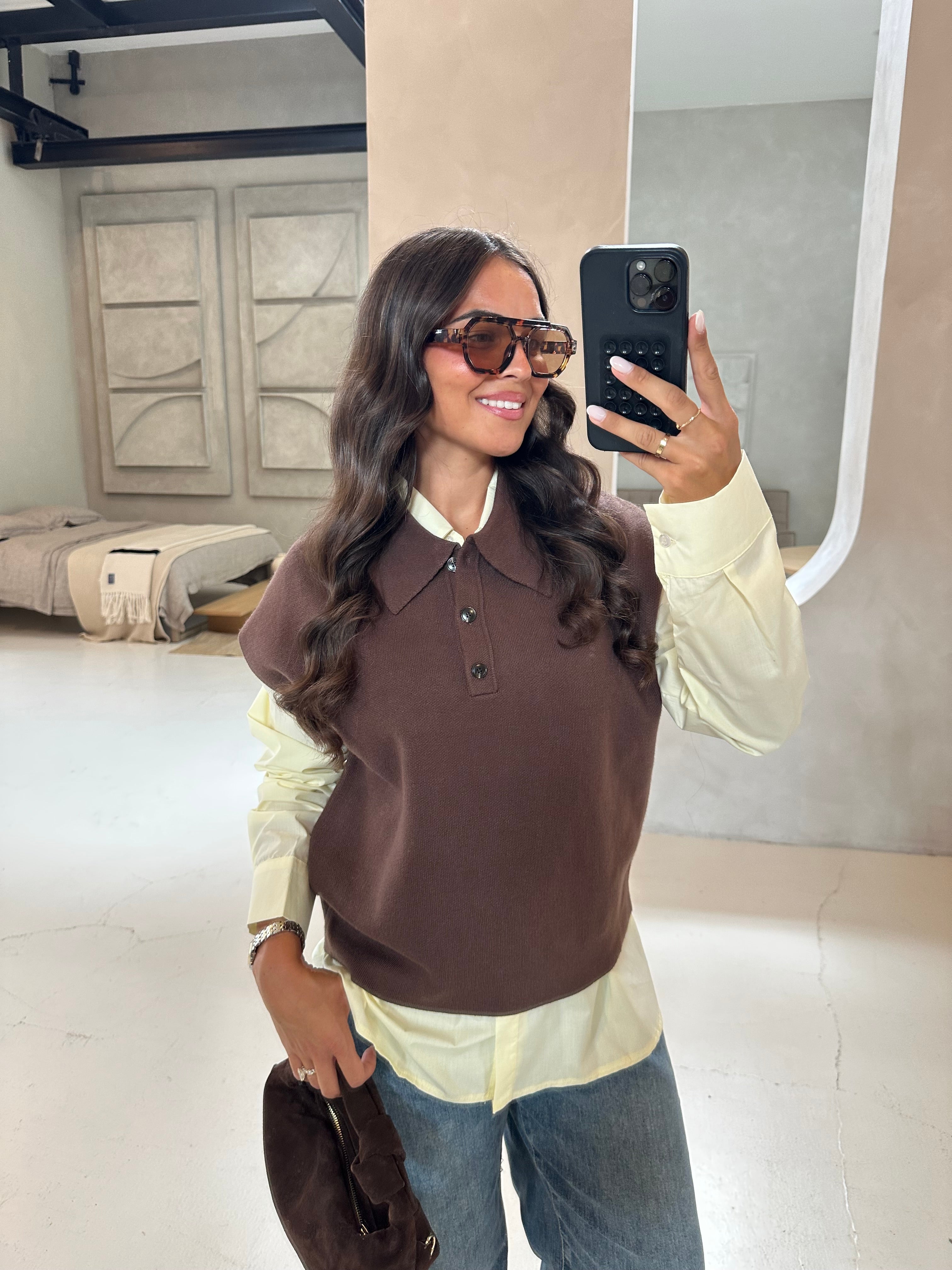 Pull sans manche DIAGA marron (77047)
