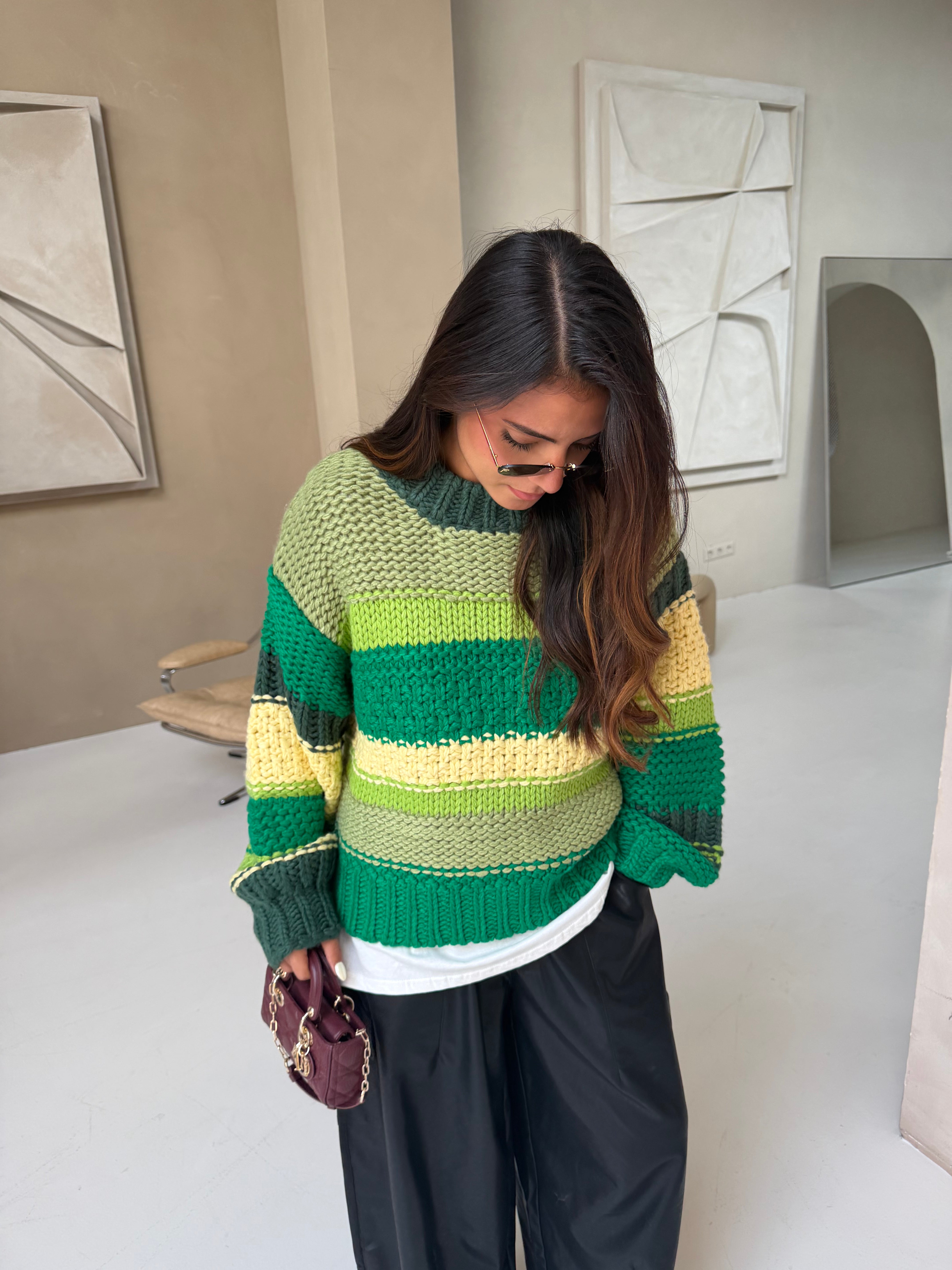 Pull crochet vert