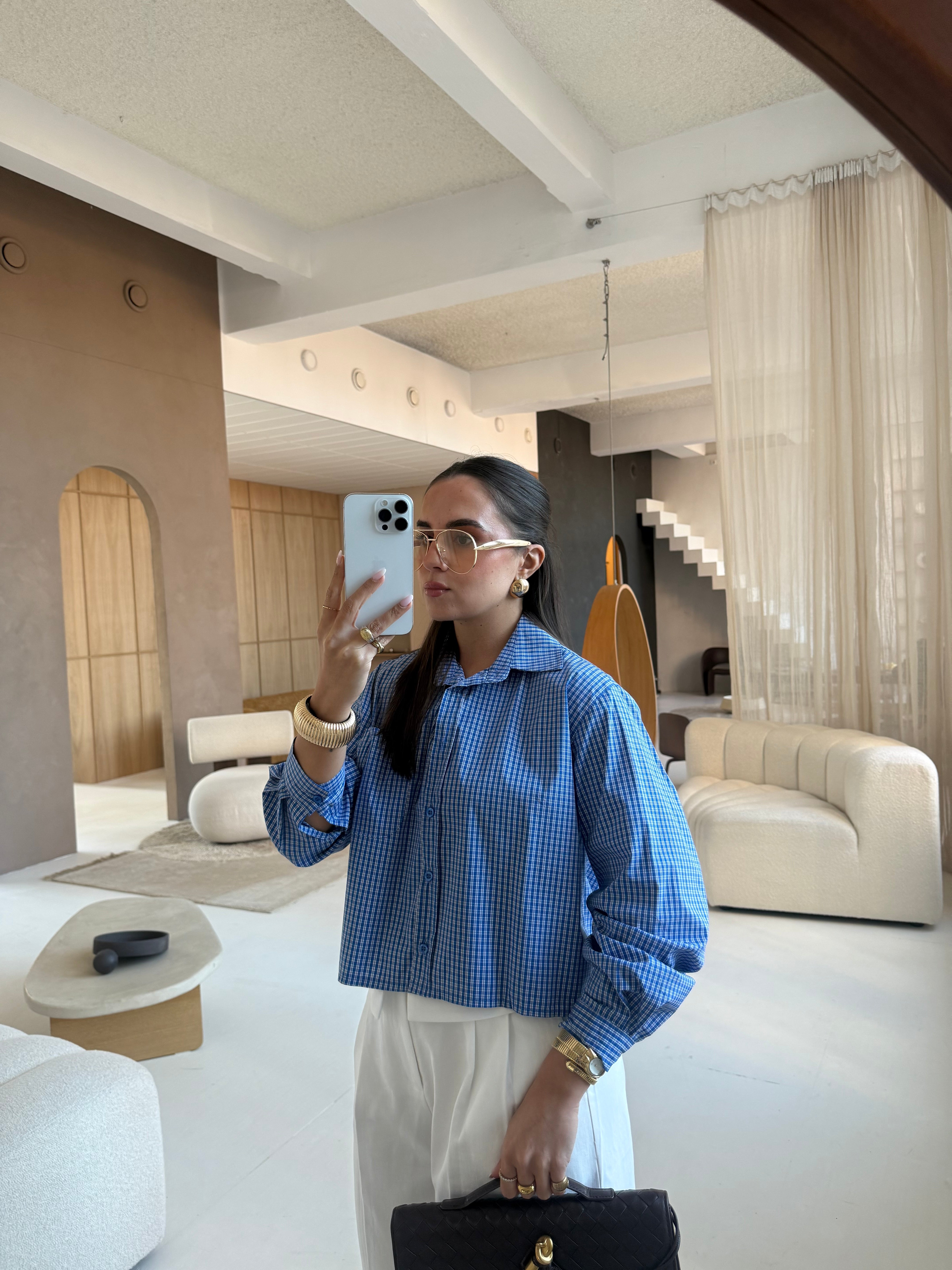 Chemise VITA carreaux bleue (12941)