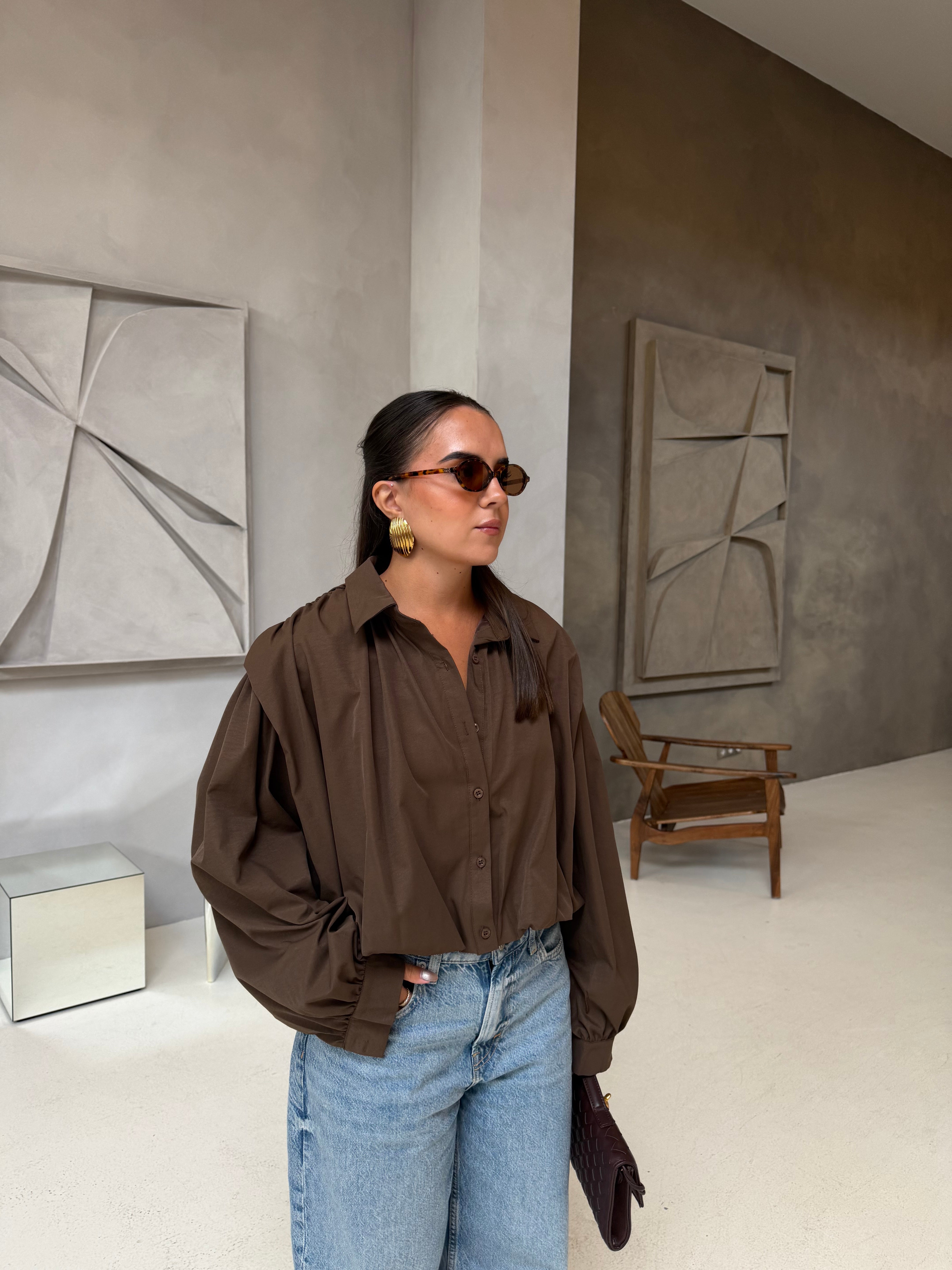 Chemise plissee choco (05-3490)