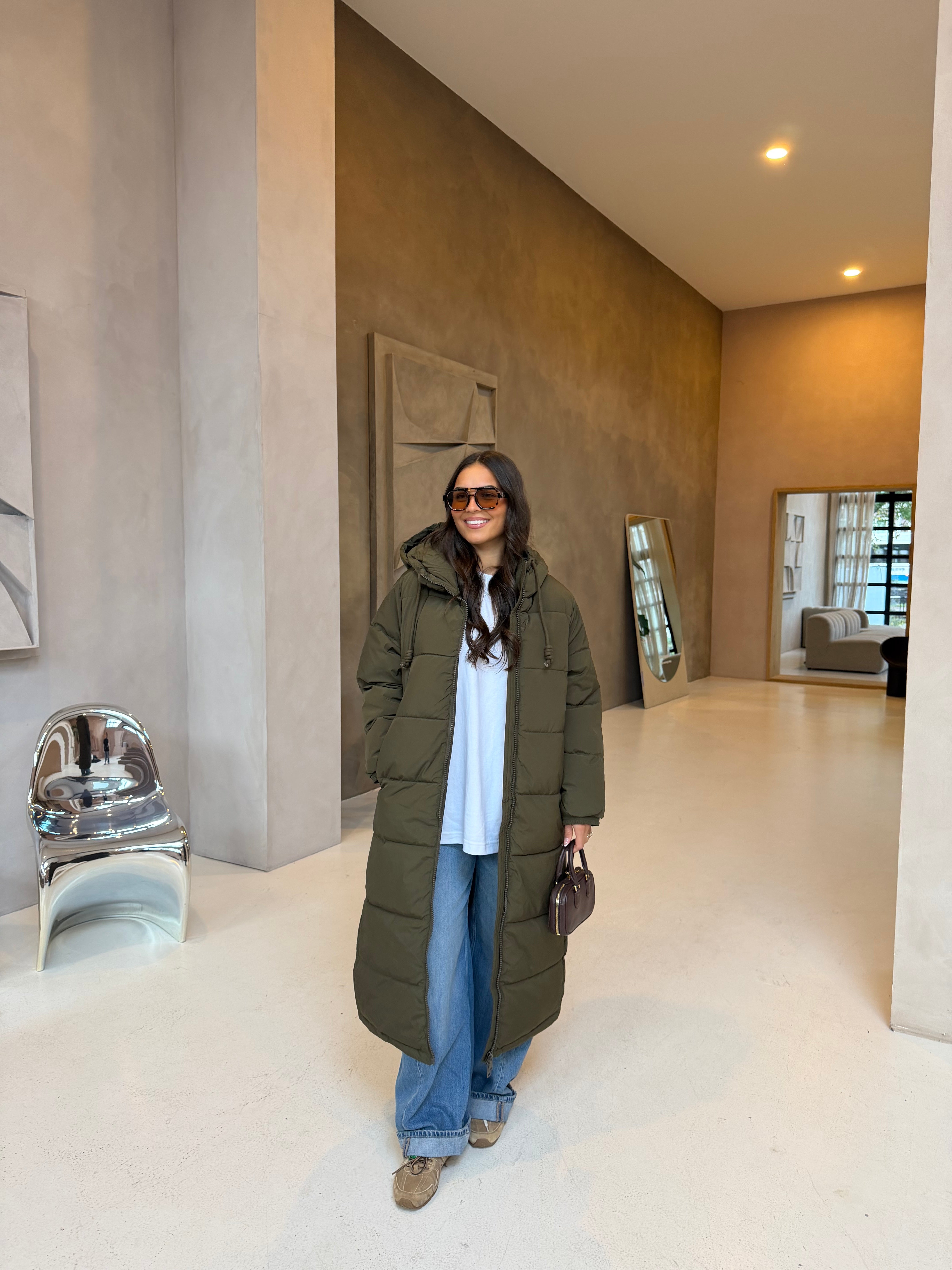 Doudoune DINA longue kaki (J003-3)