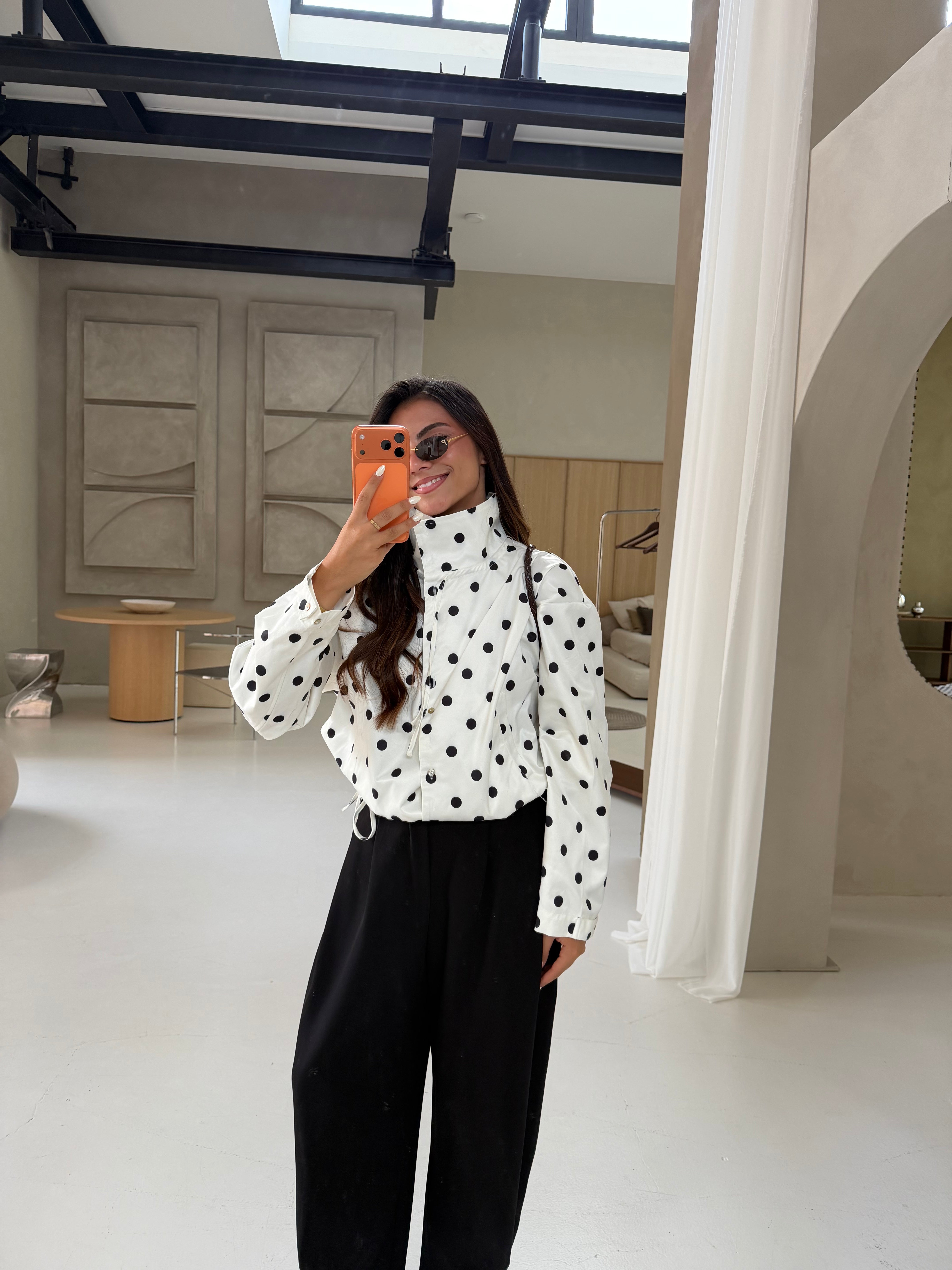 Veste POIS blanche et noire (GI7226)