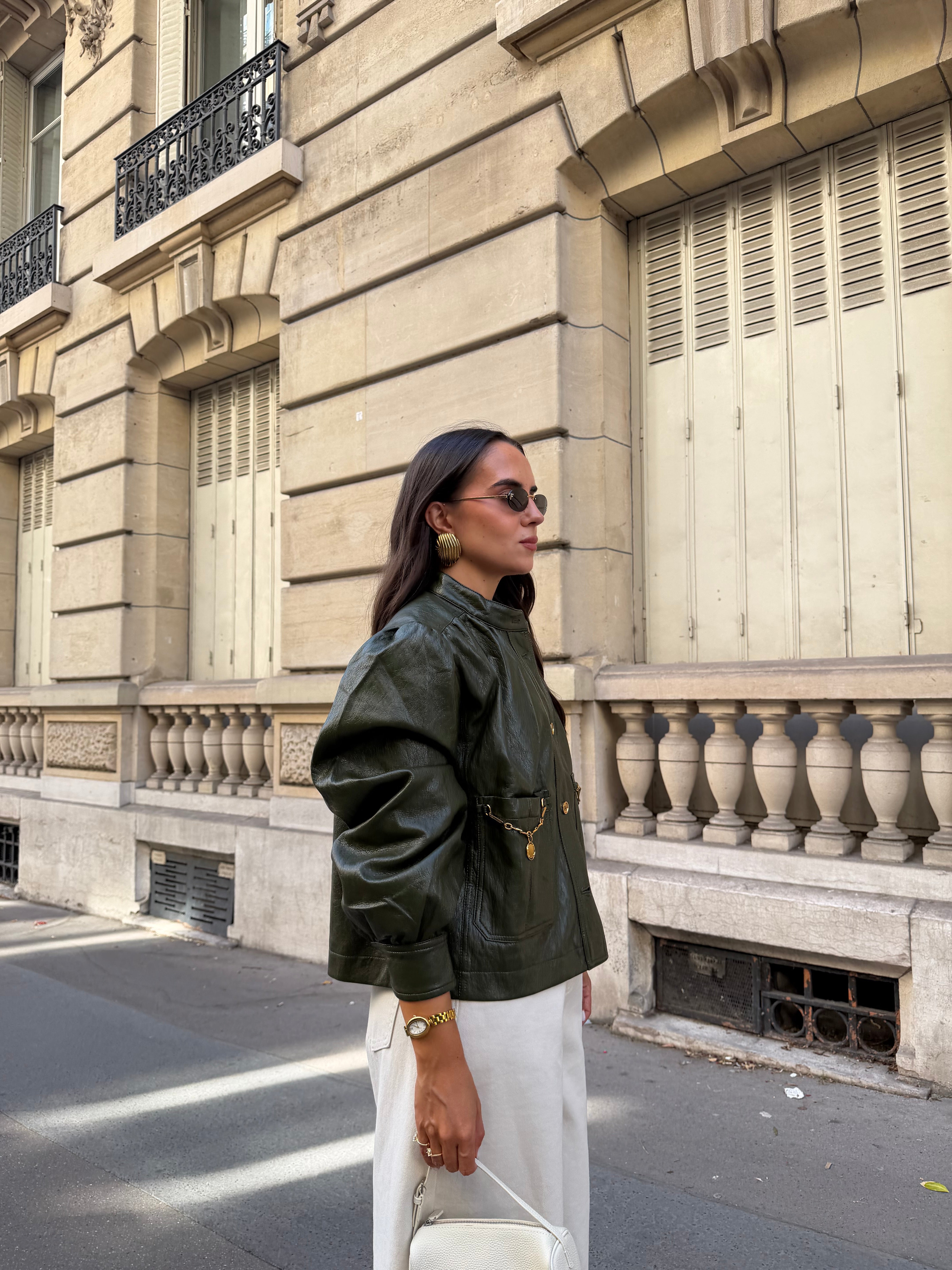 Veste similicuir ISA verte (RD9232)