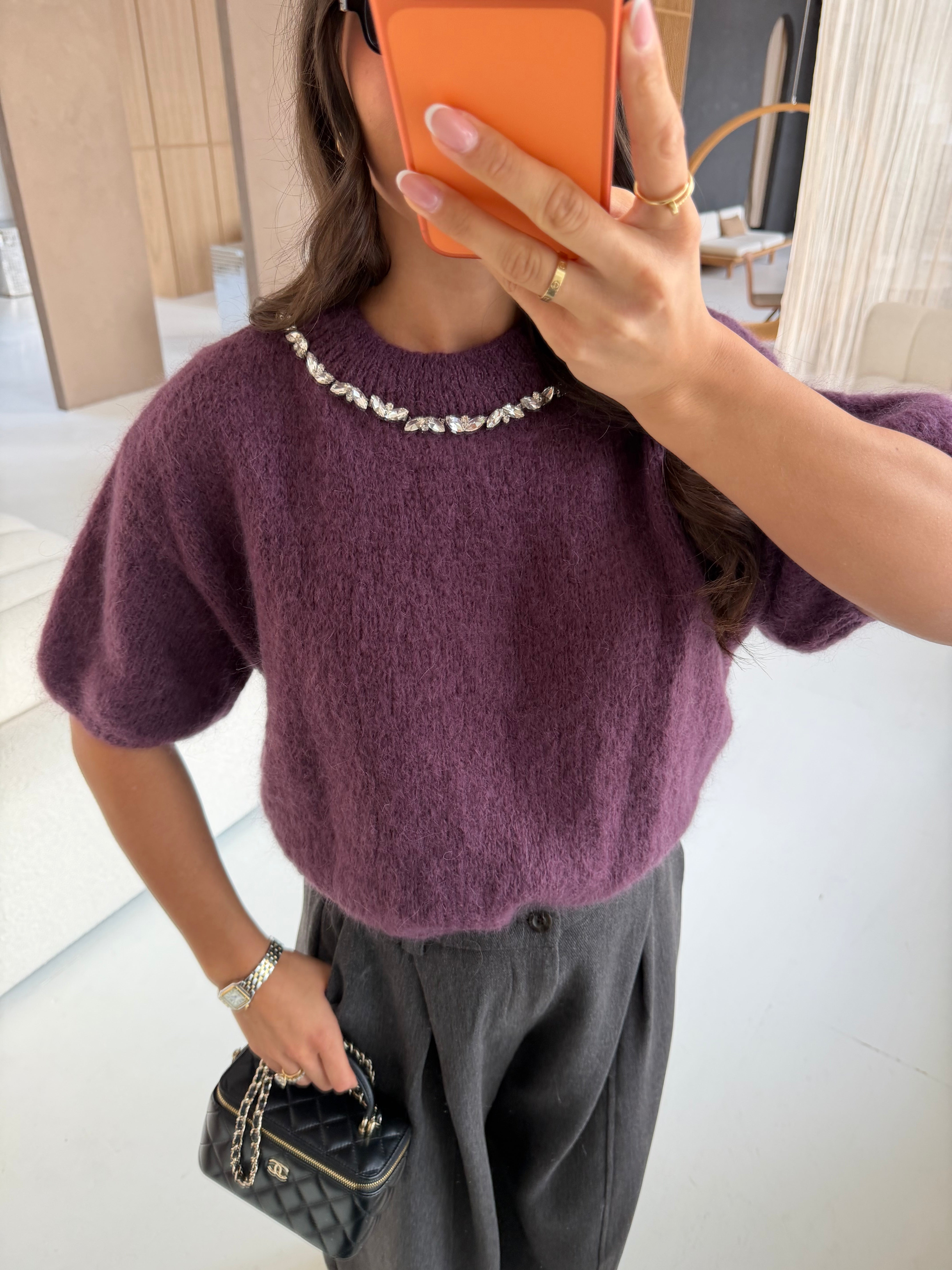 Pull mohair bijoux violet (24004)