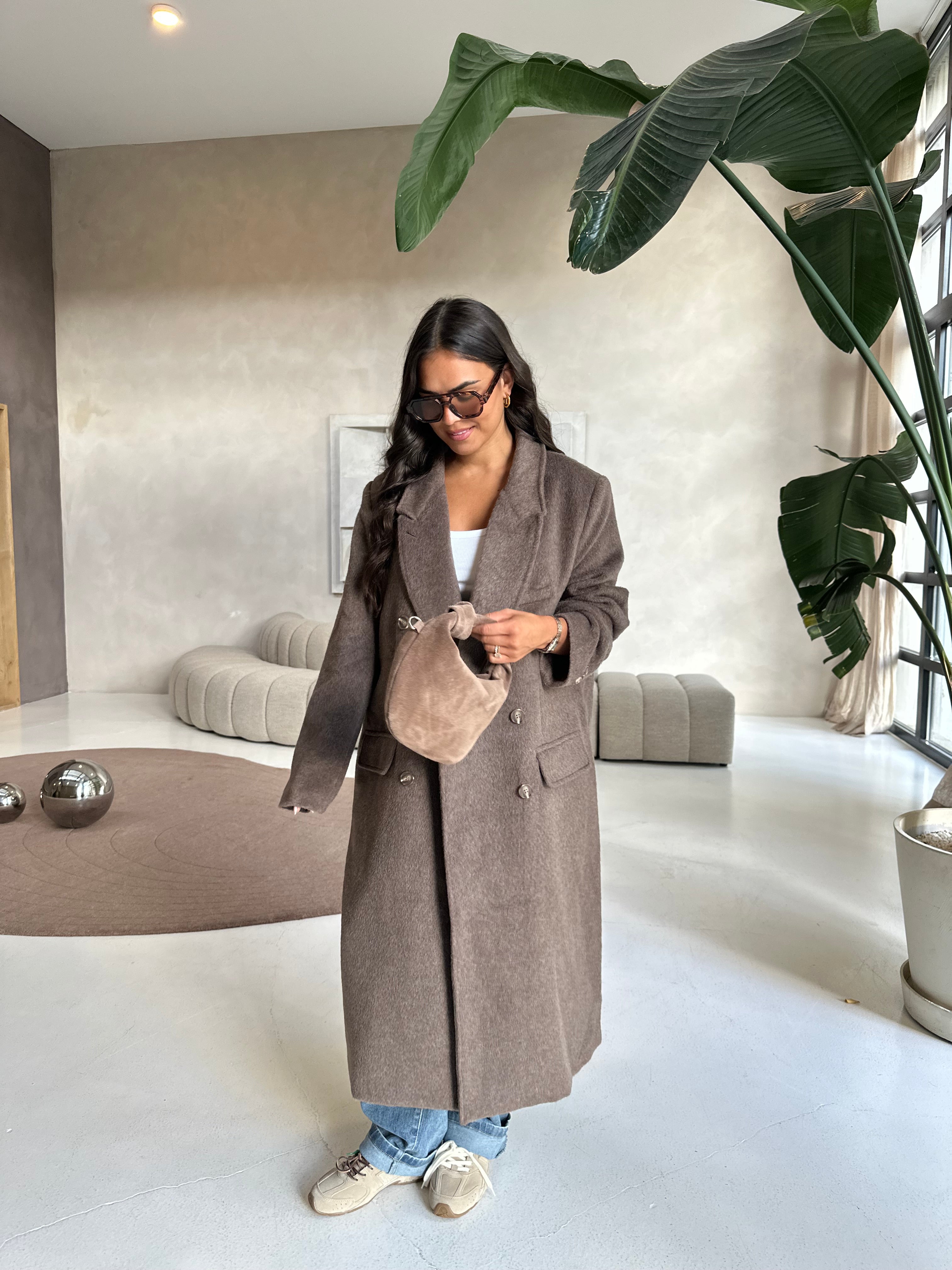 Manteau ZANA long choco (W24768)
