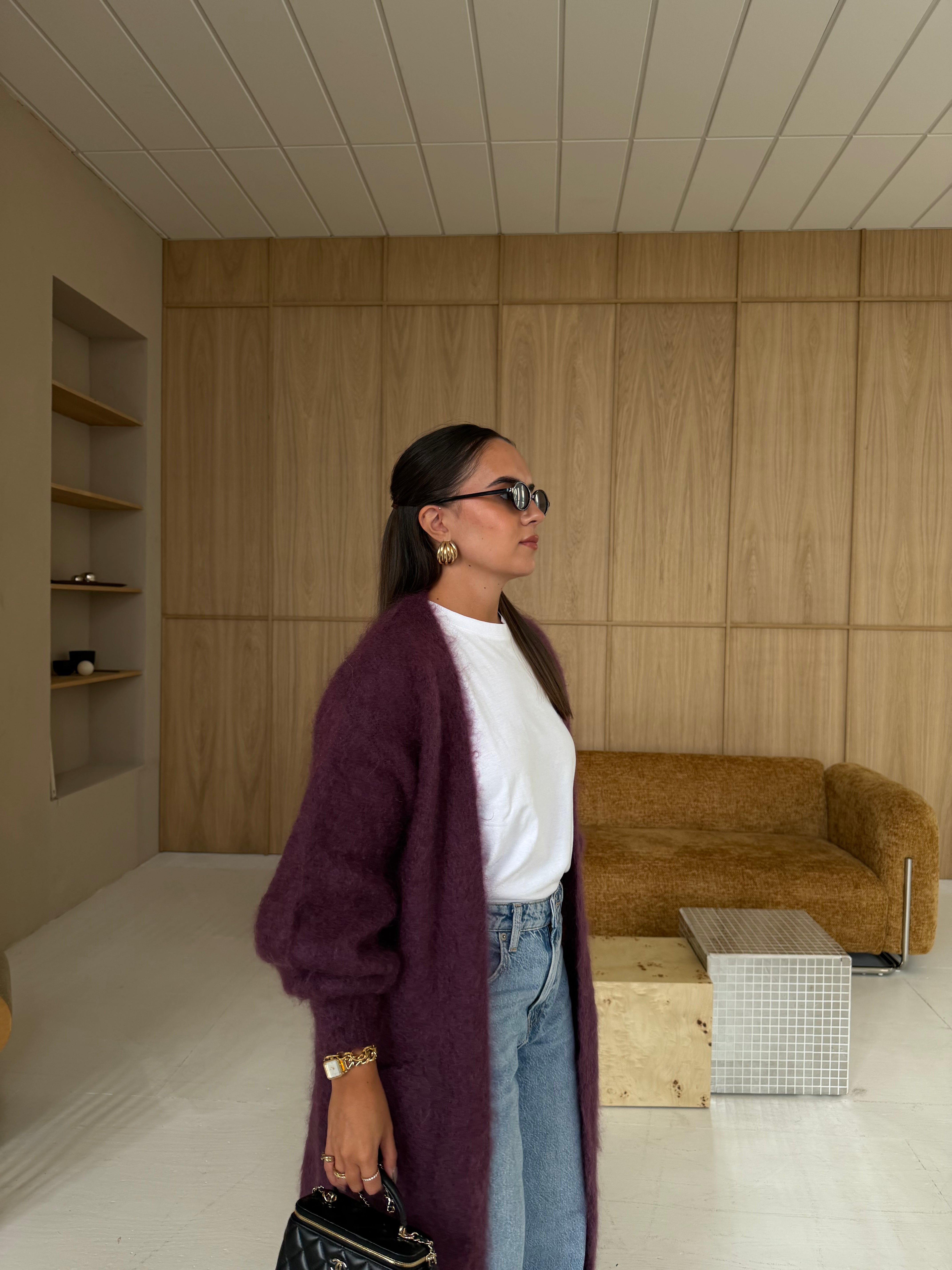 Gilet kid MOHAIR long violet   (22313)