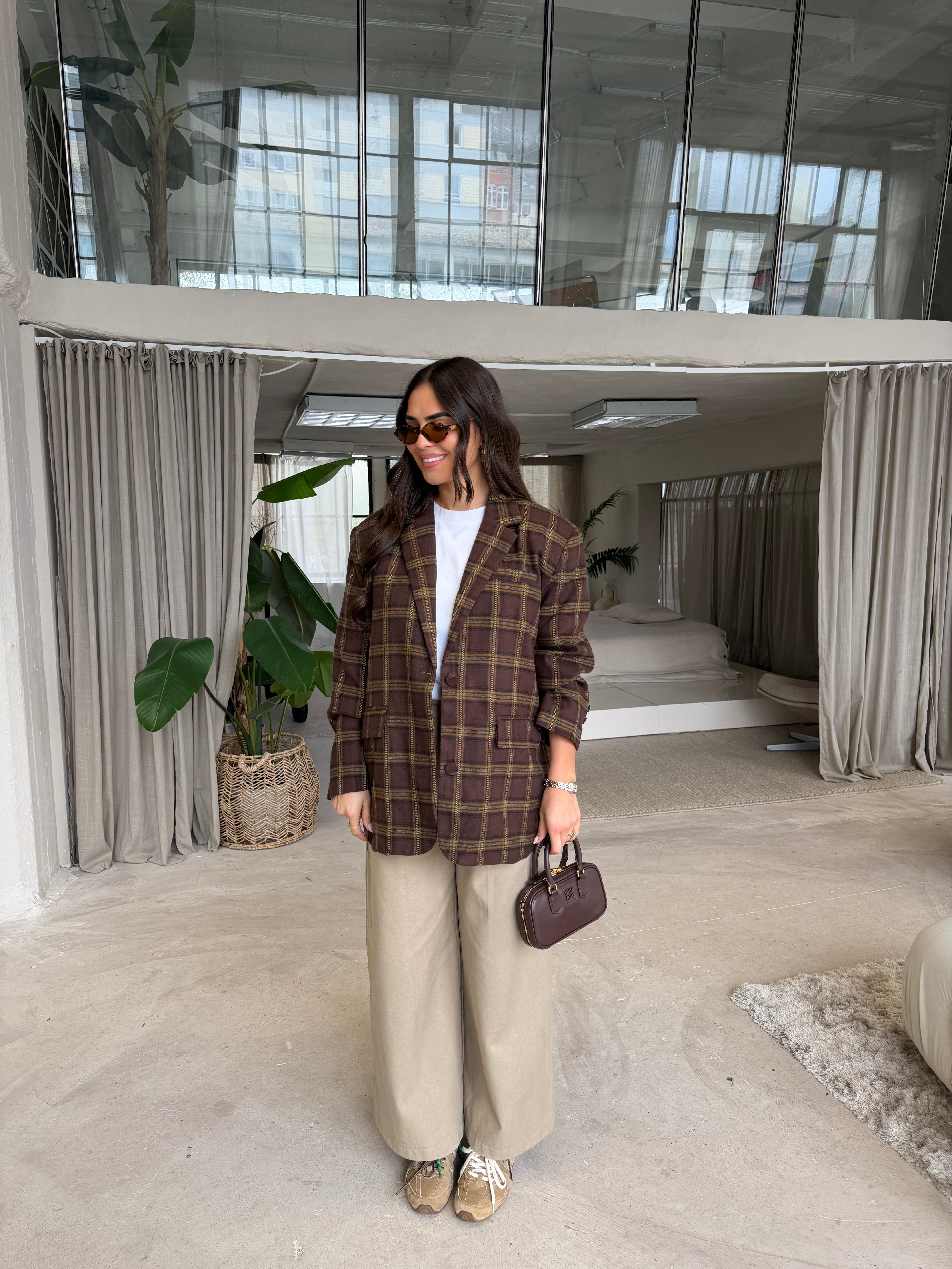 Blazer LENA carreaux marron (V6260)