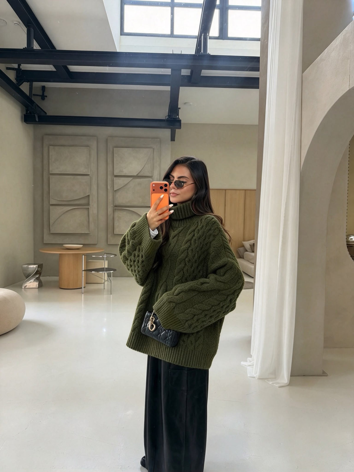 Pull col roulé kaki
