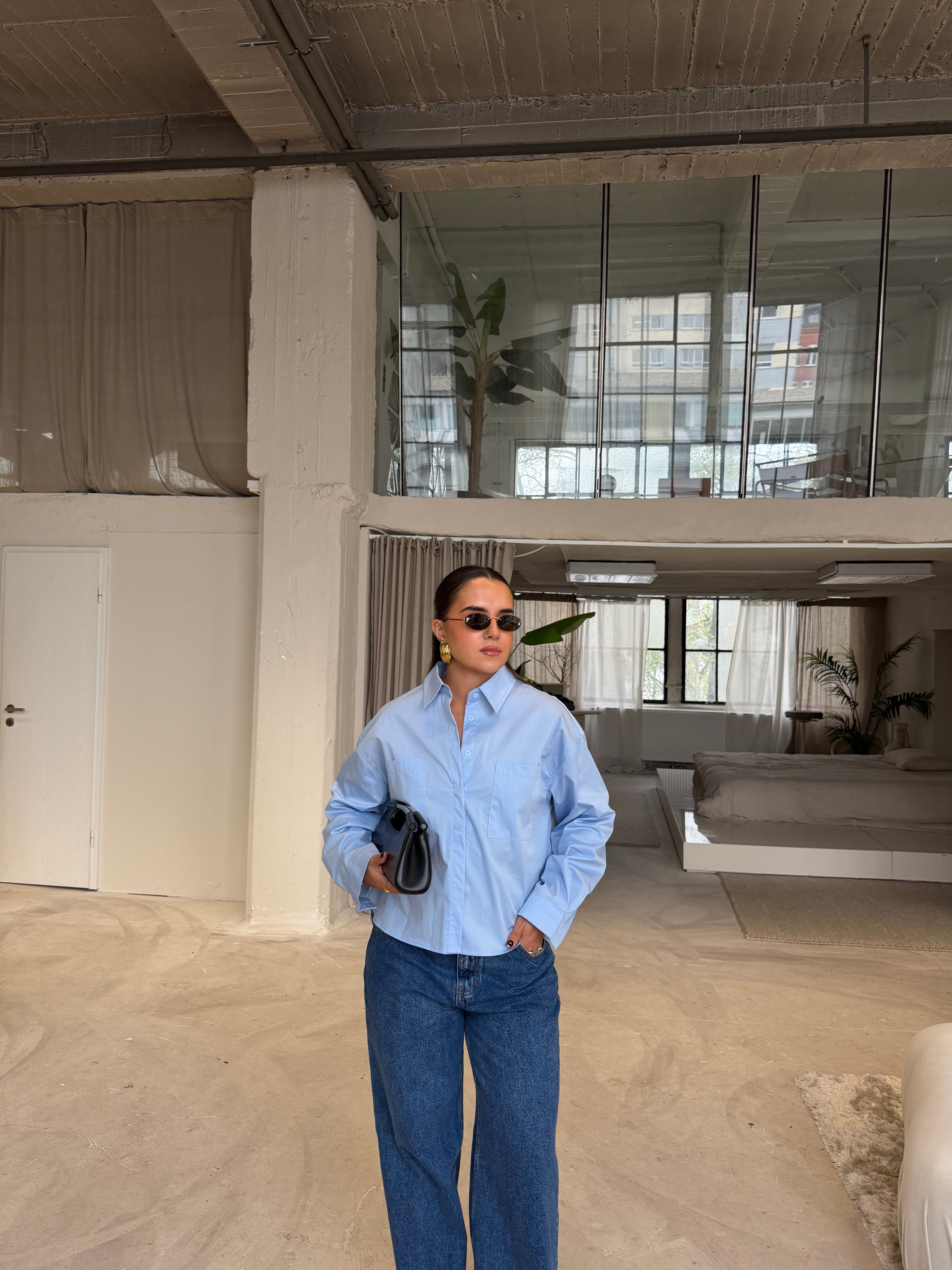 Chemise sens unique bleu ciel (SC331)