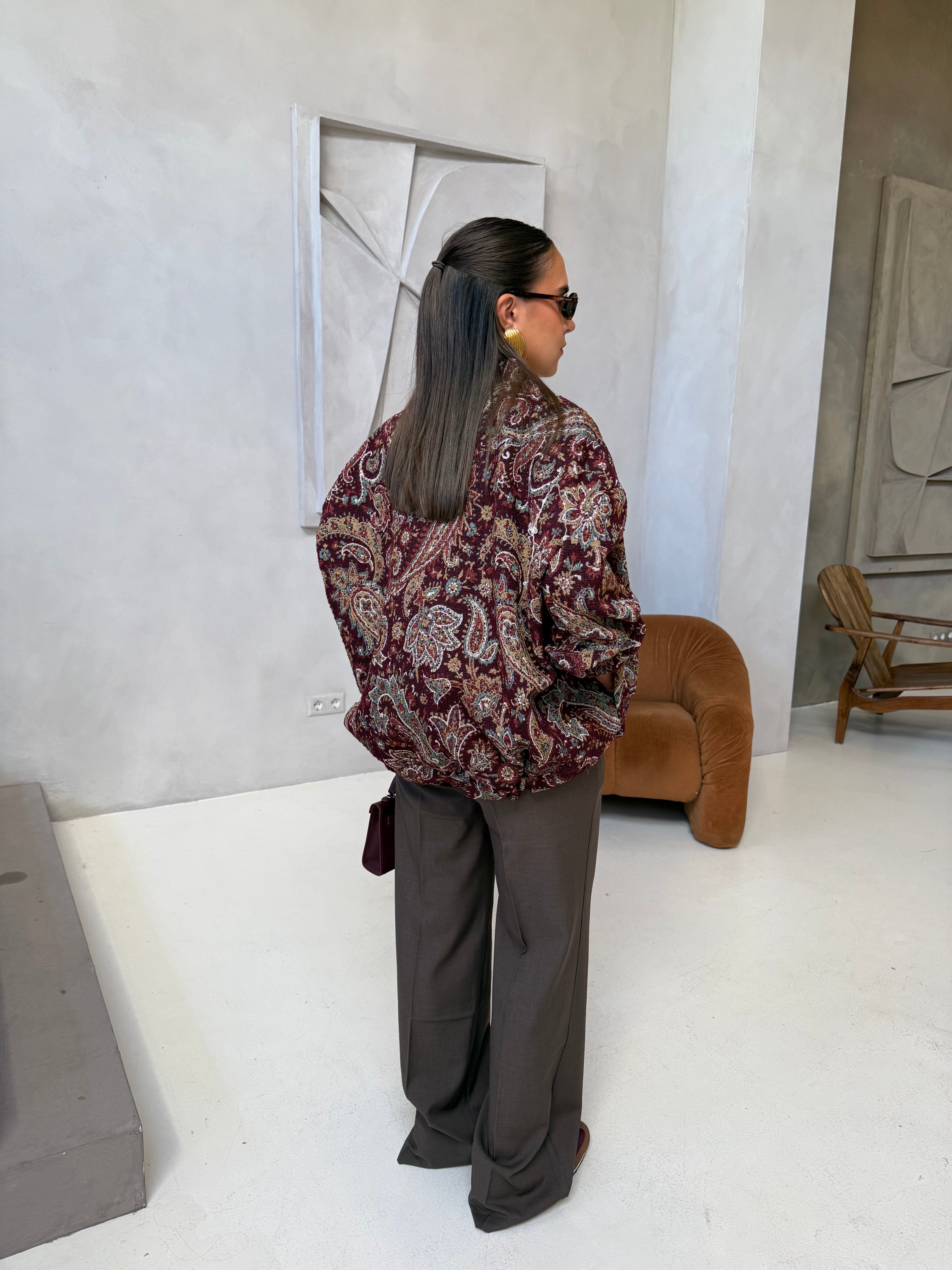 Veste GUAL bordeaux  à motif (5210)