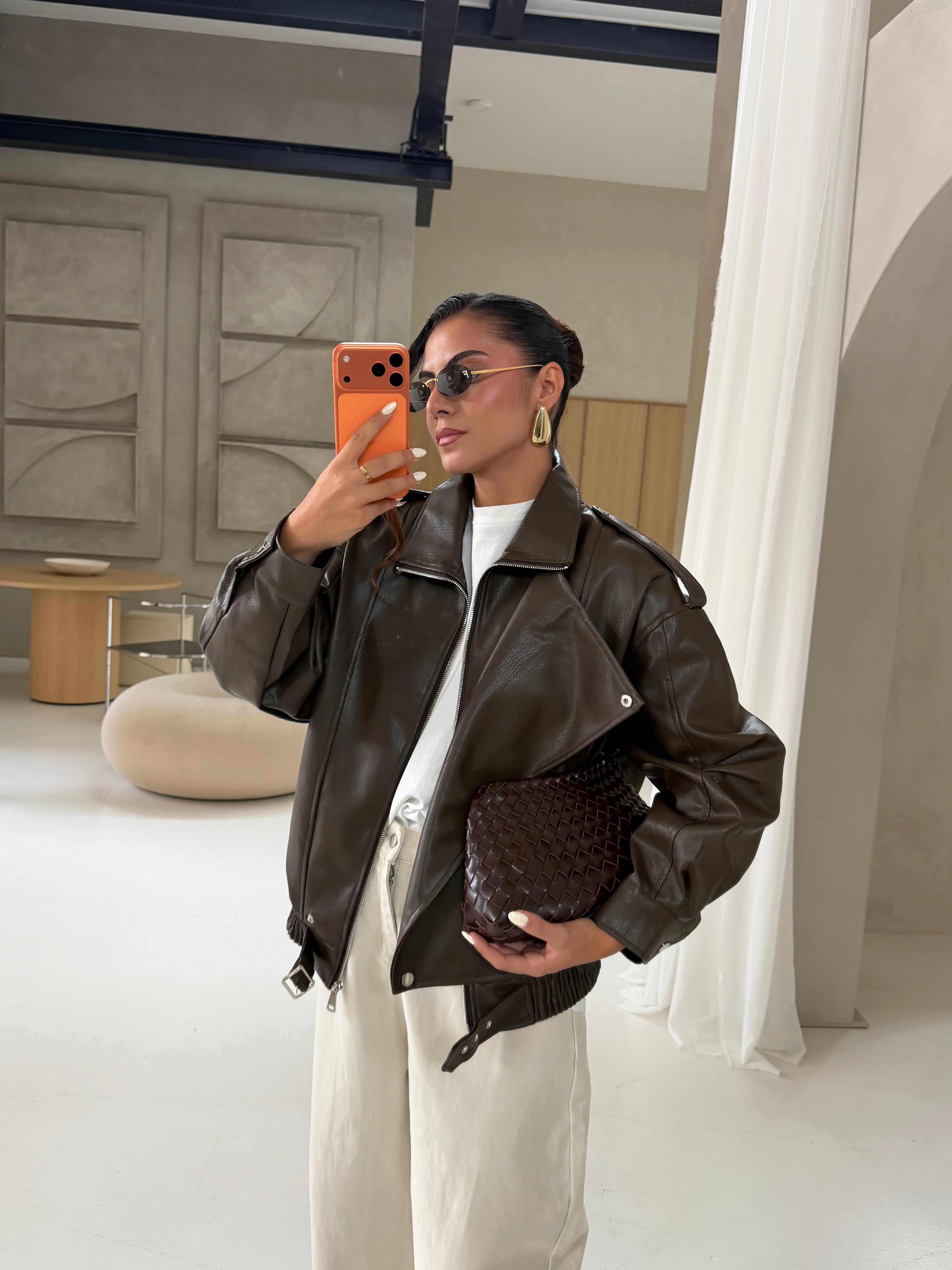 Veste similicuir TITA marron  (RD9220)