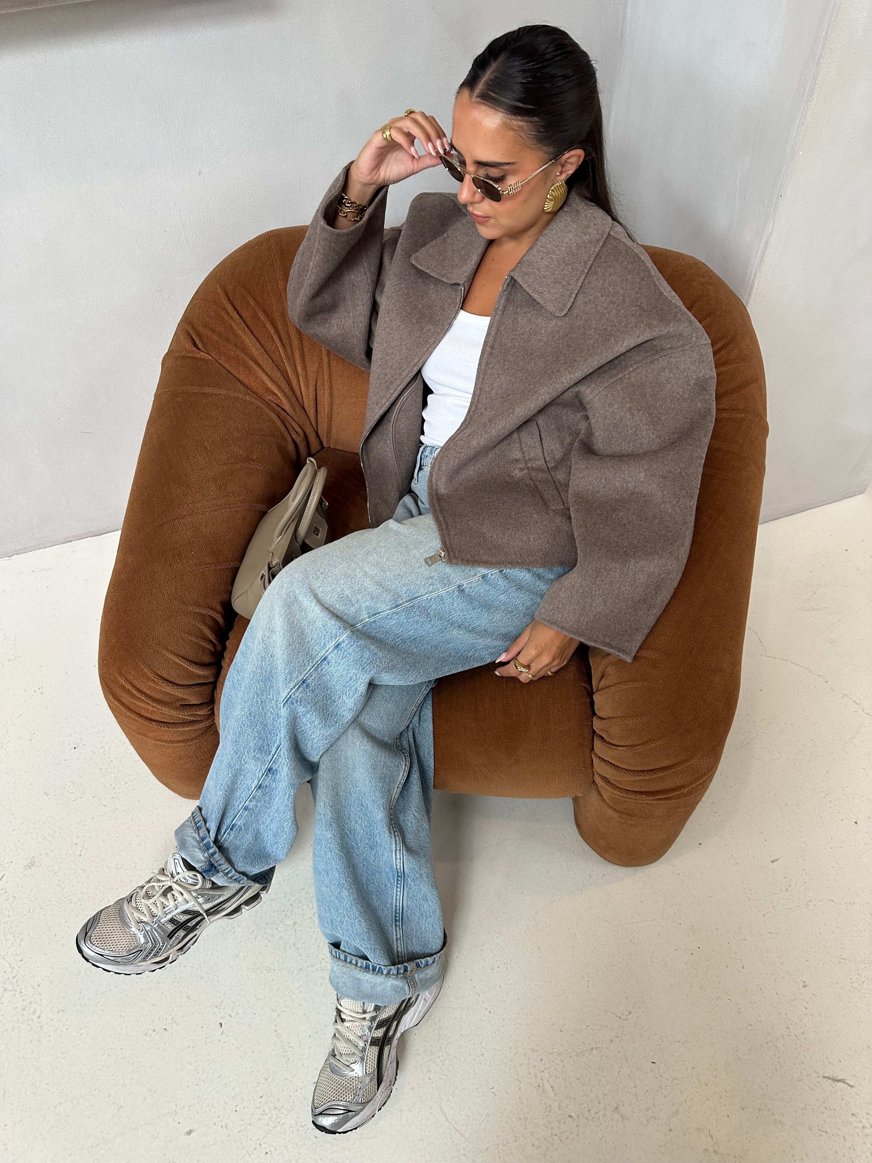 Manteau laine ROSIA taupe (M-2502)