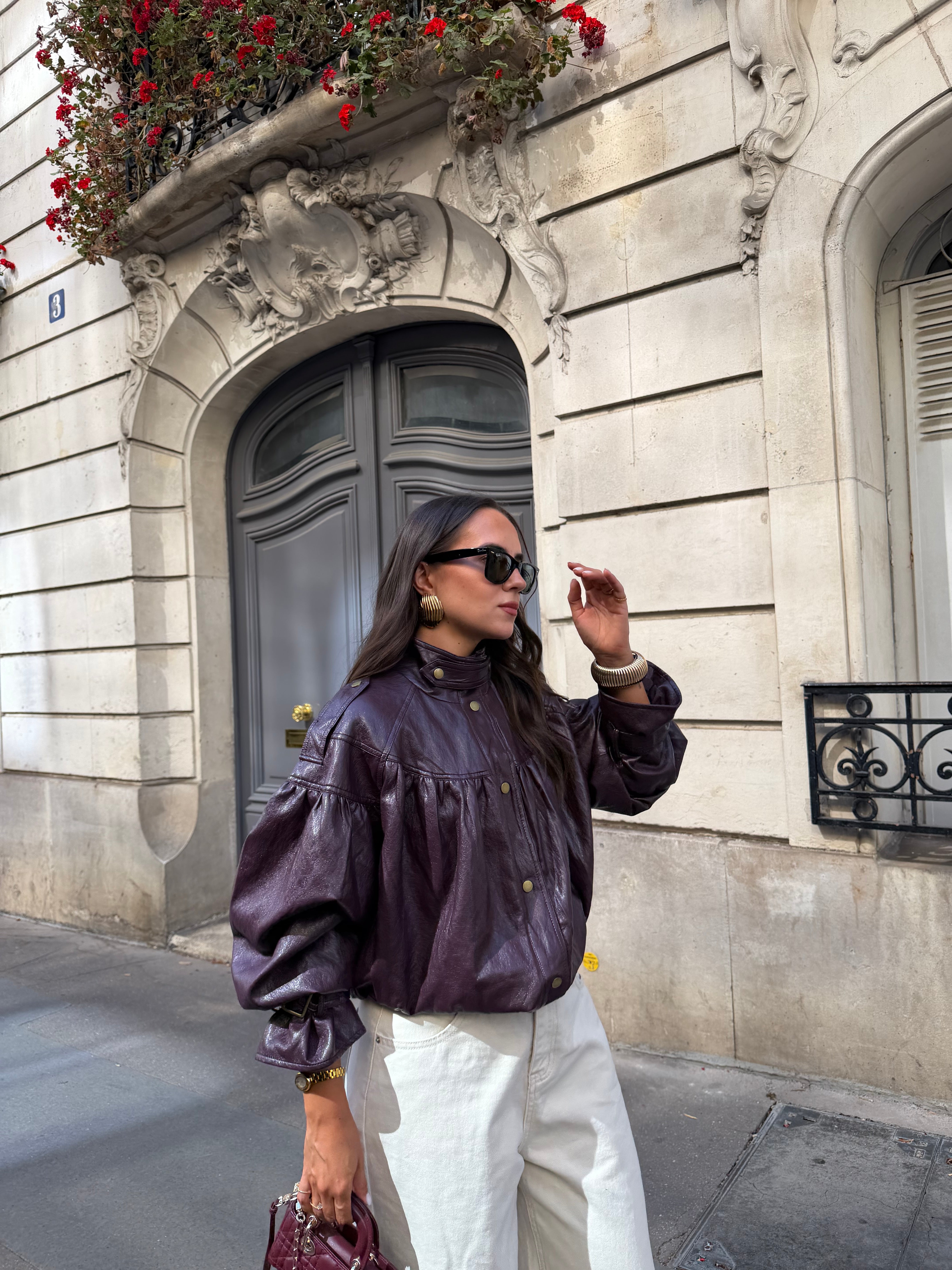 Veste similicuir LOLA violette (RD9233)
