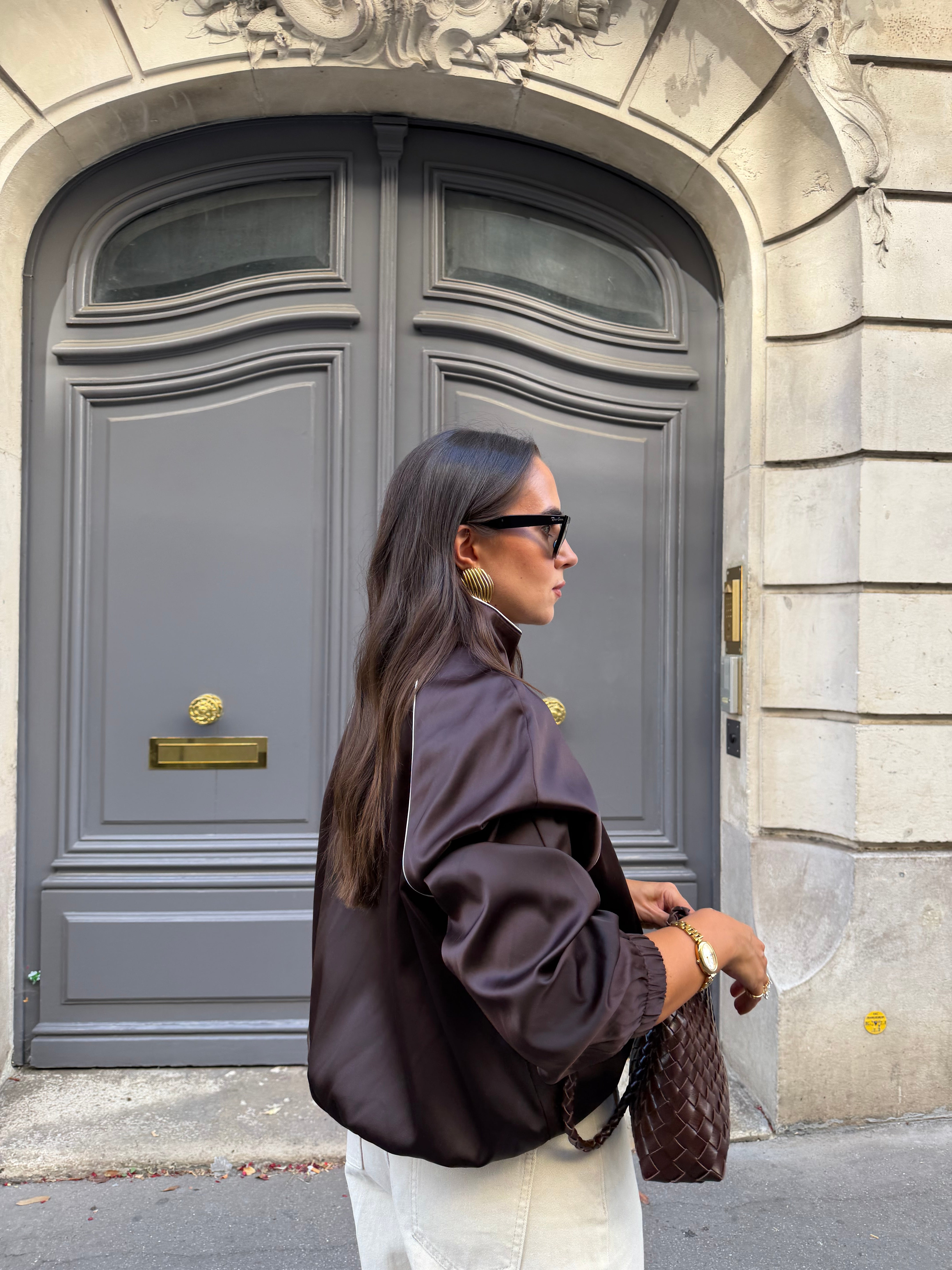 Veste satinée marron (MD916)