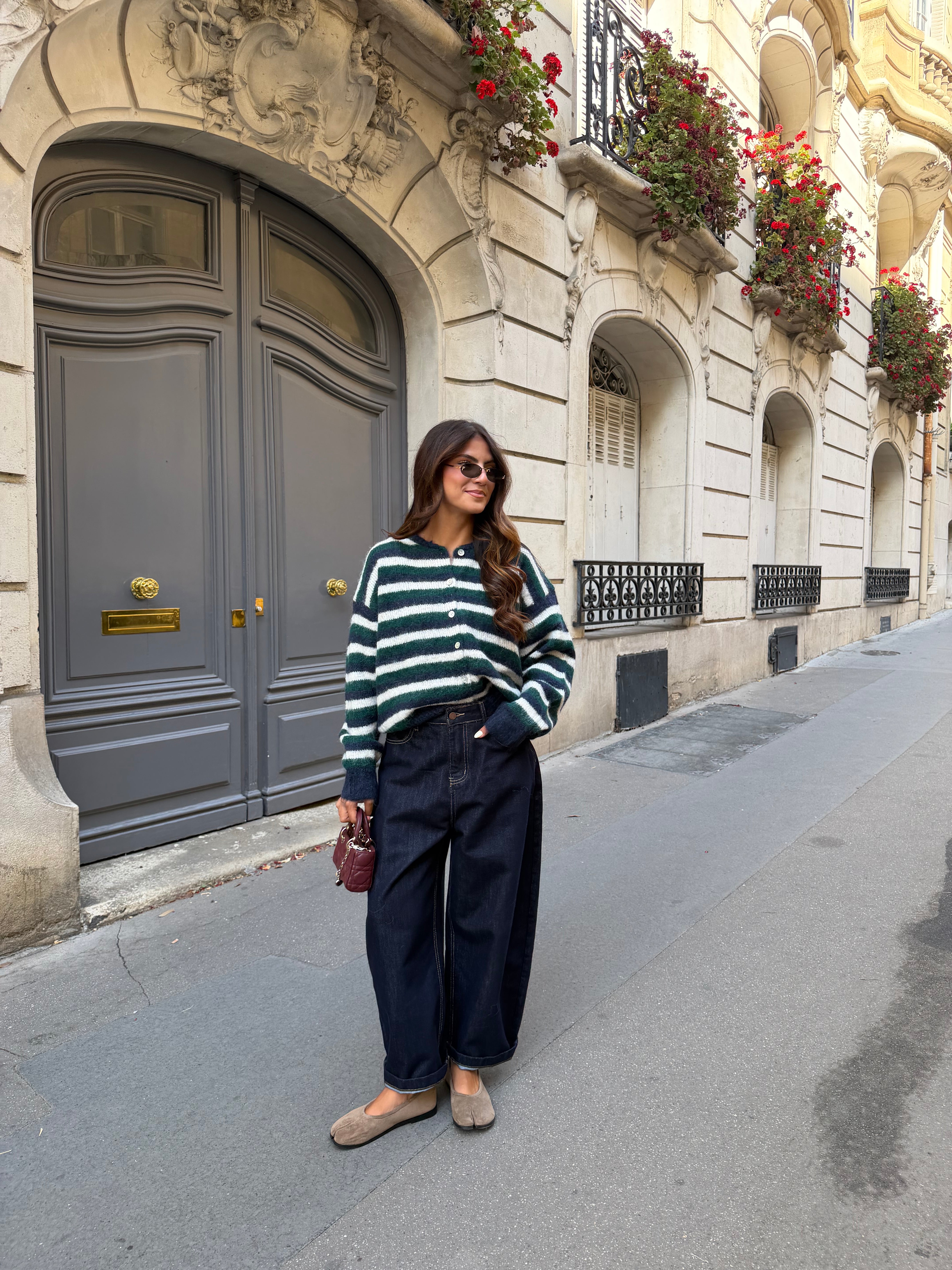 Gilet à rayures bleu vert (2691)