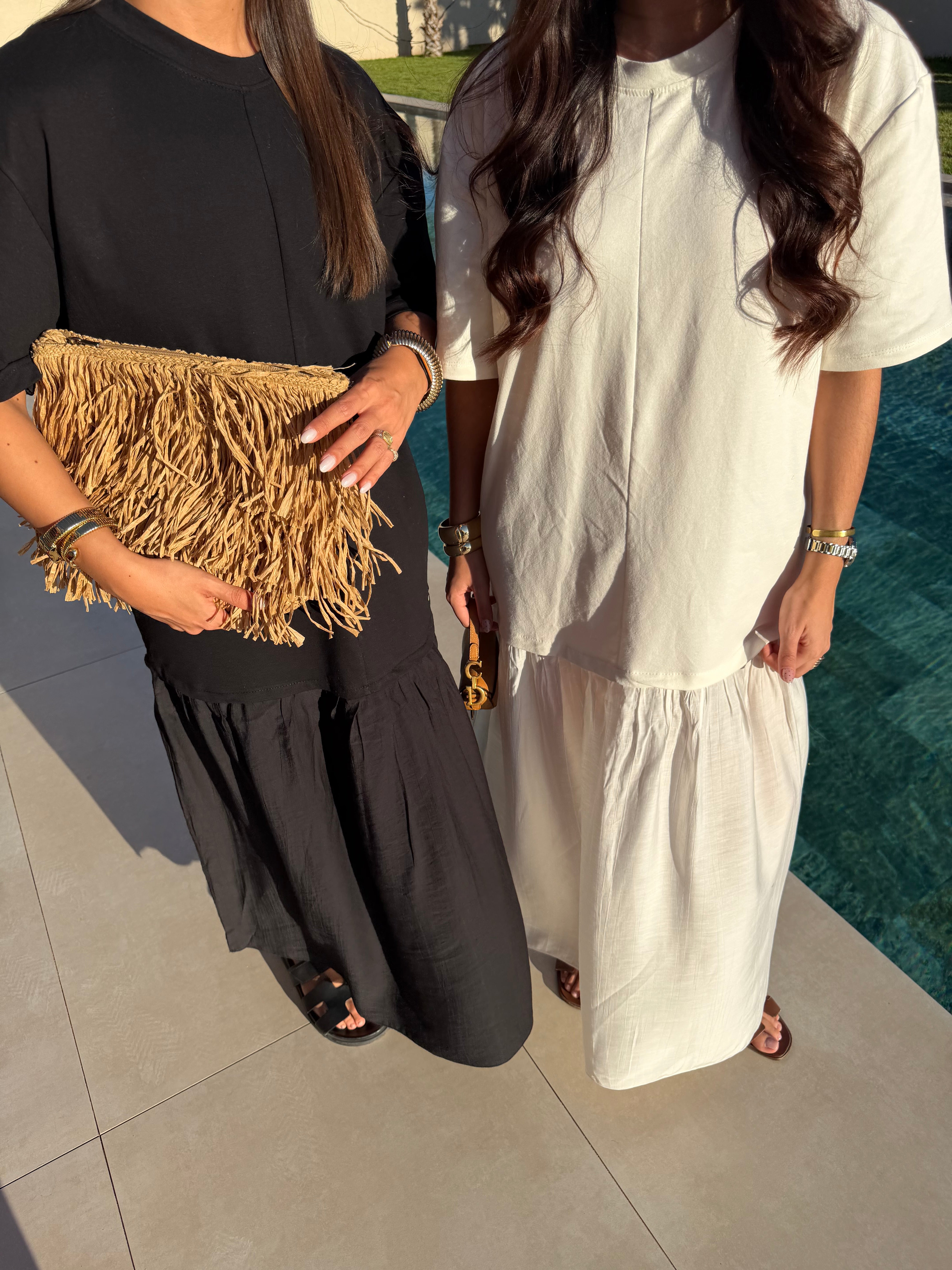 Robe longue t-shirt blanche avec trait