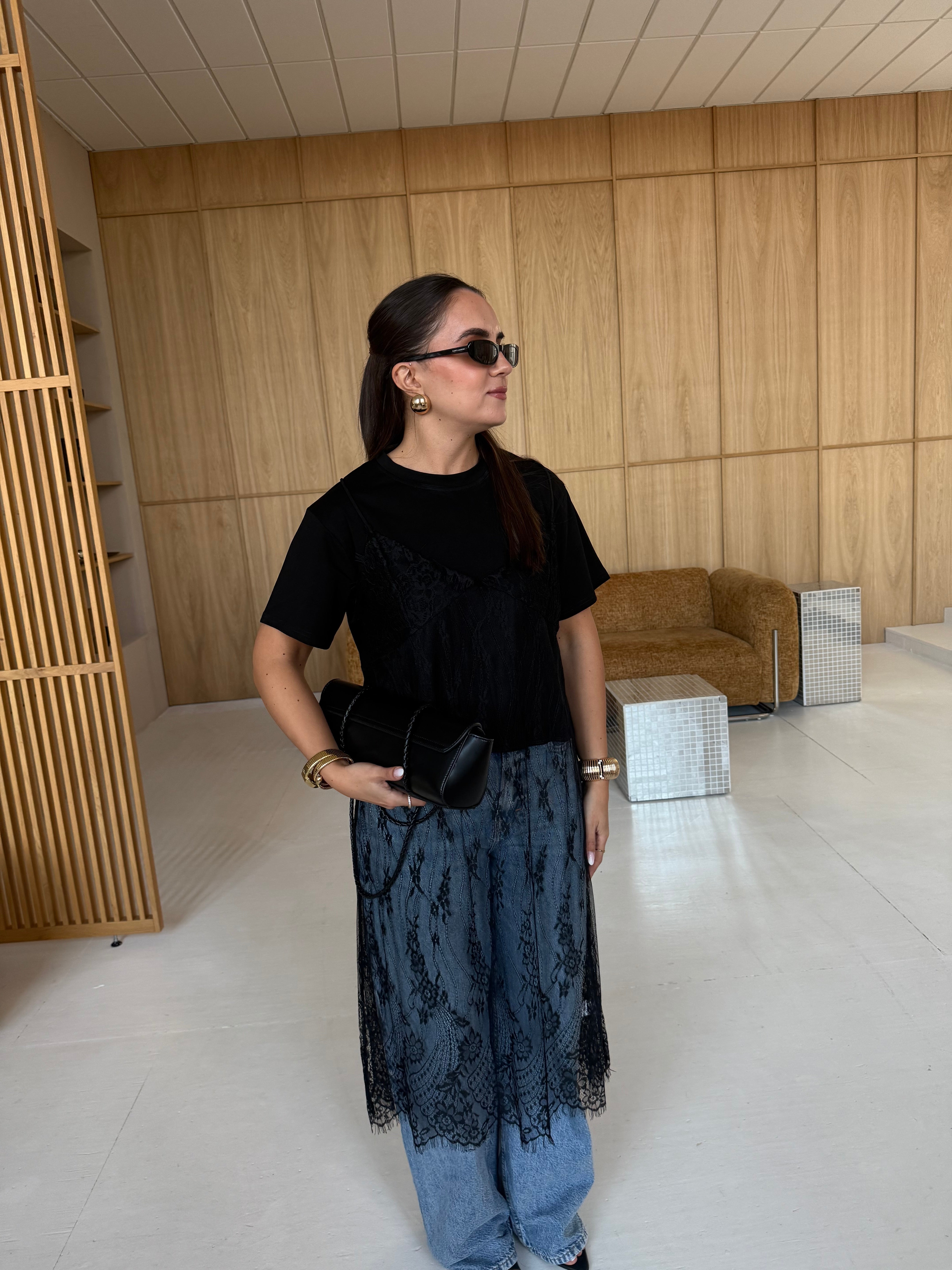 T-shirt dentelle SILIA noir (26CY608)