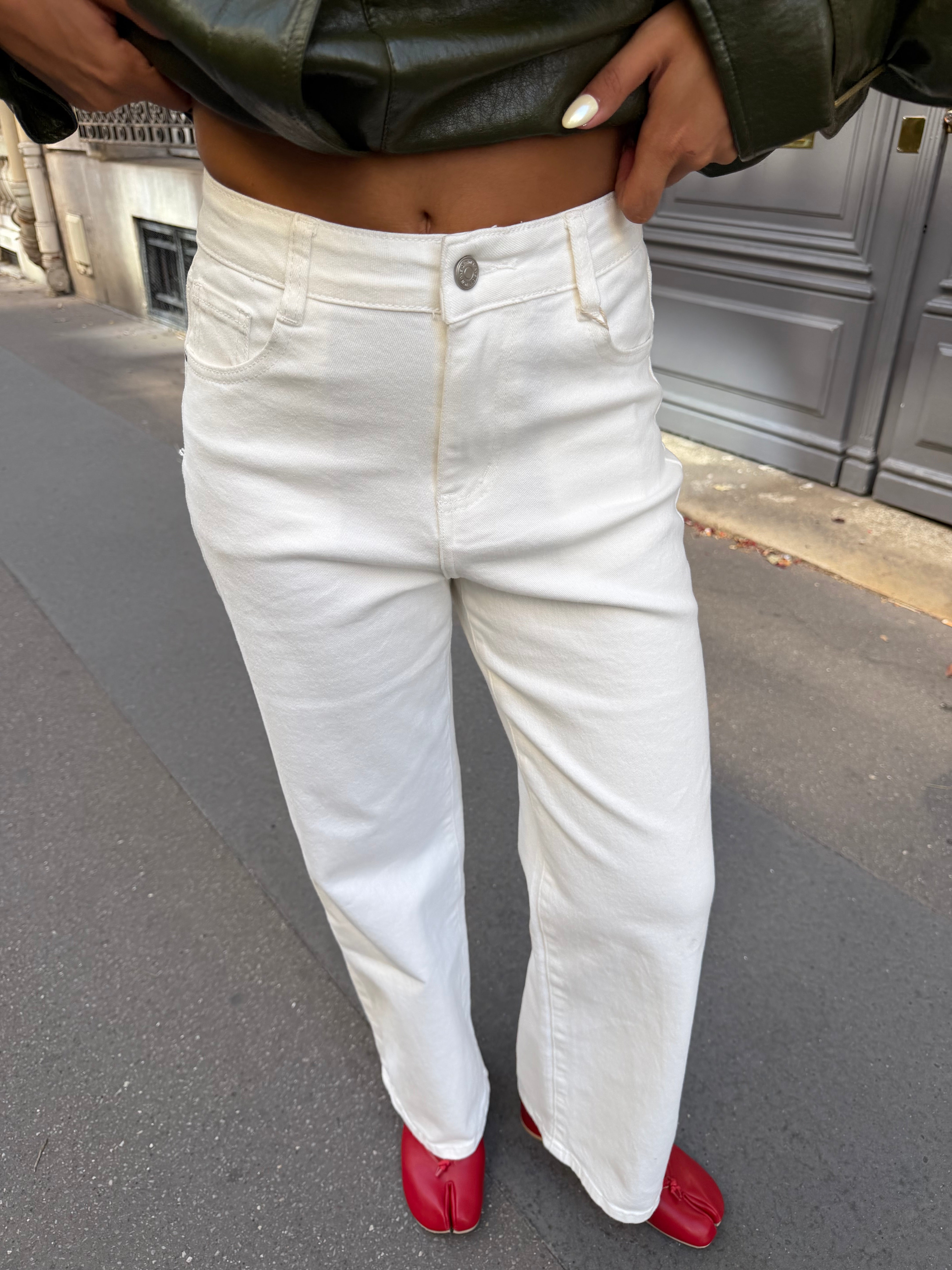 Jean droit CAROLE blanc (WH0059)