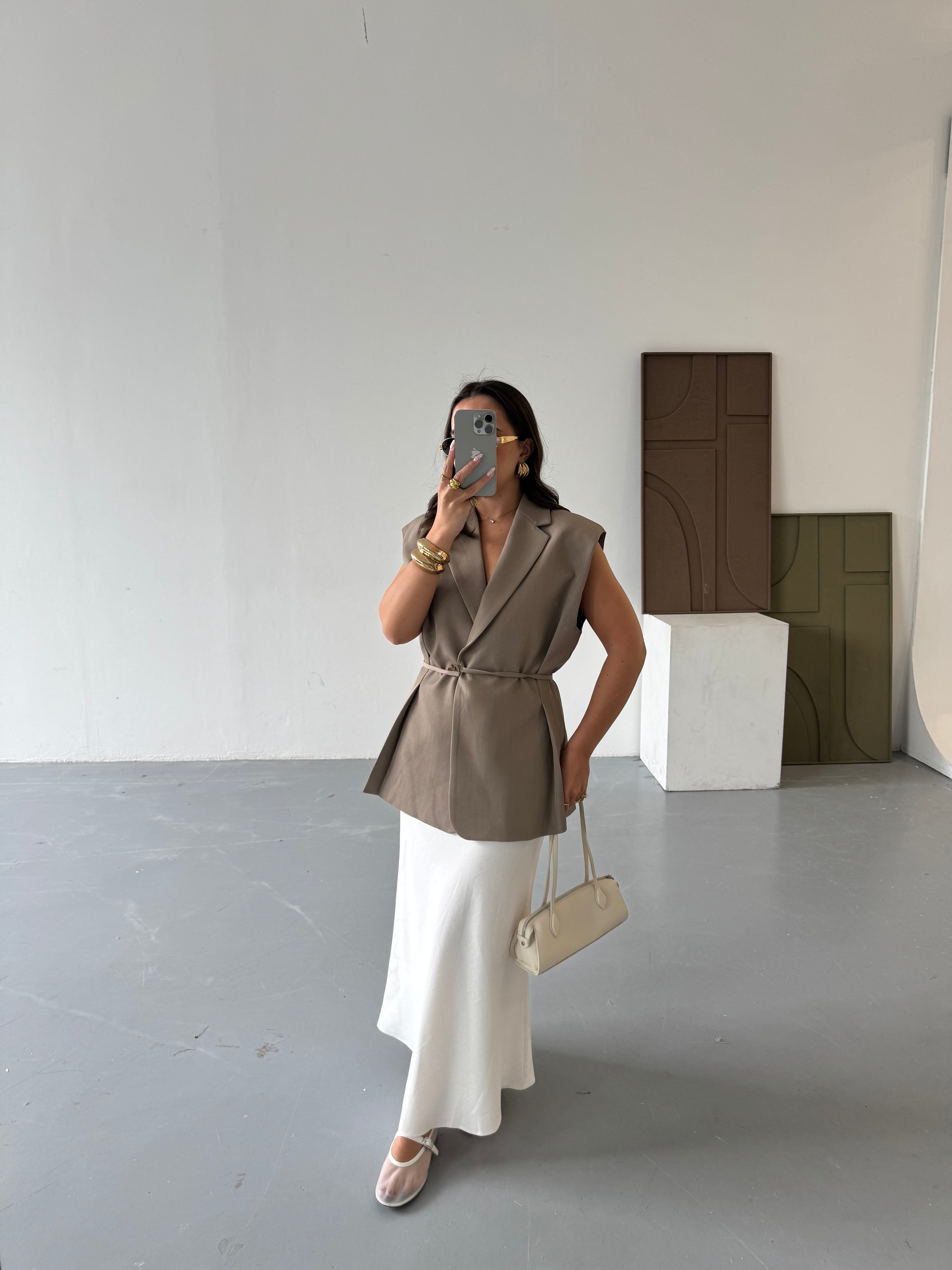 Blazer à nouer ELEGANCE taupe (W24749)