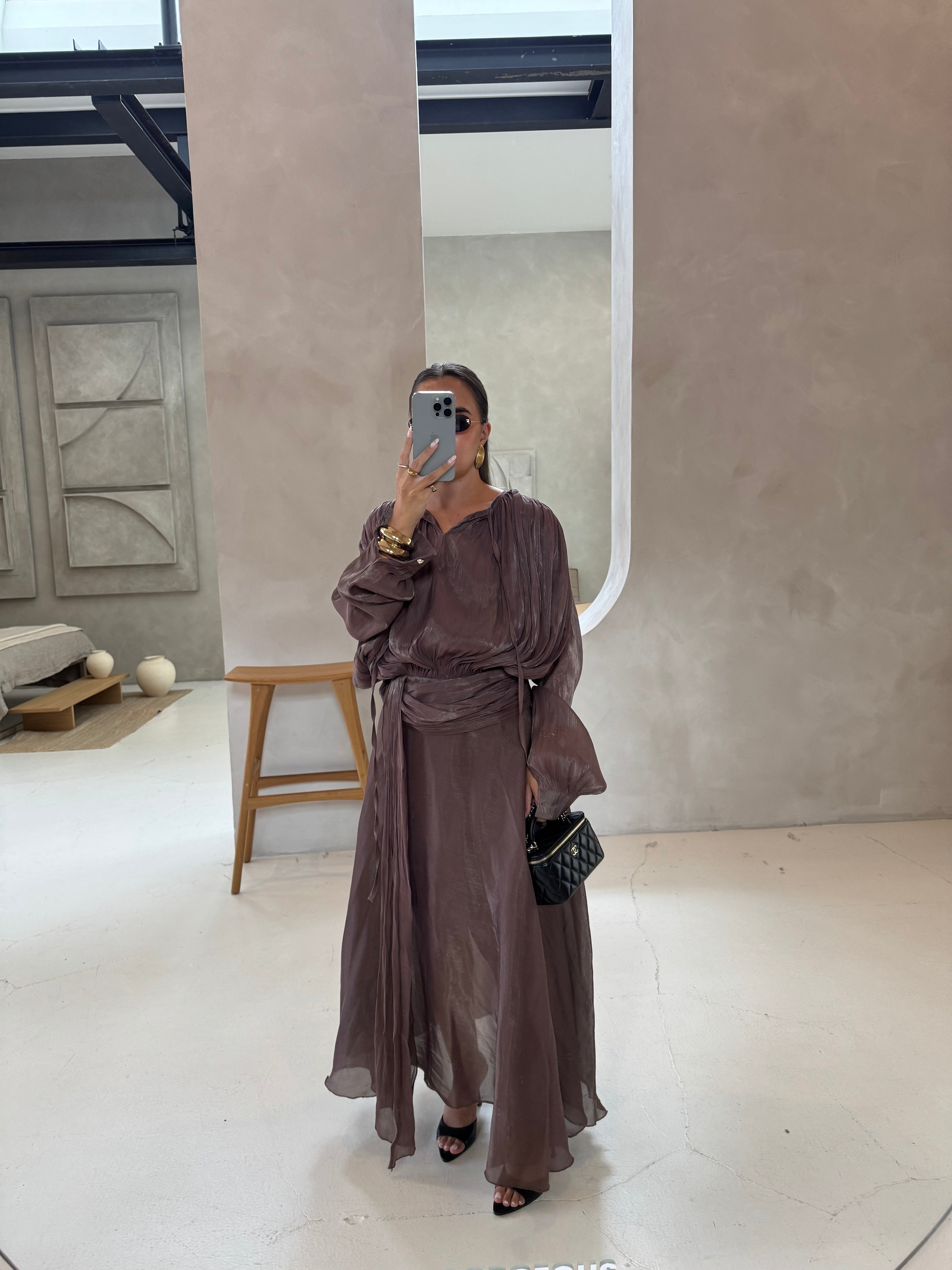Robe SINAMA longue marron (R11610)