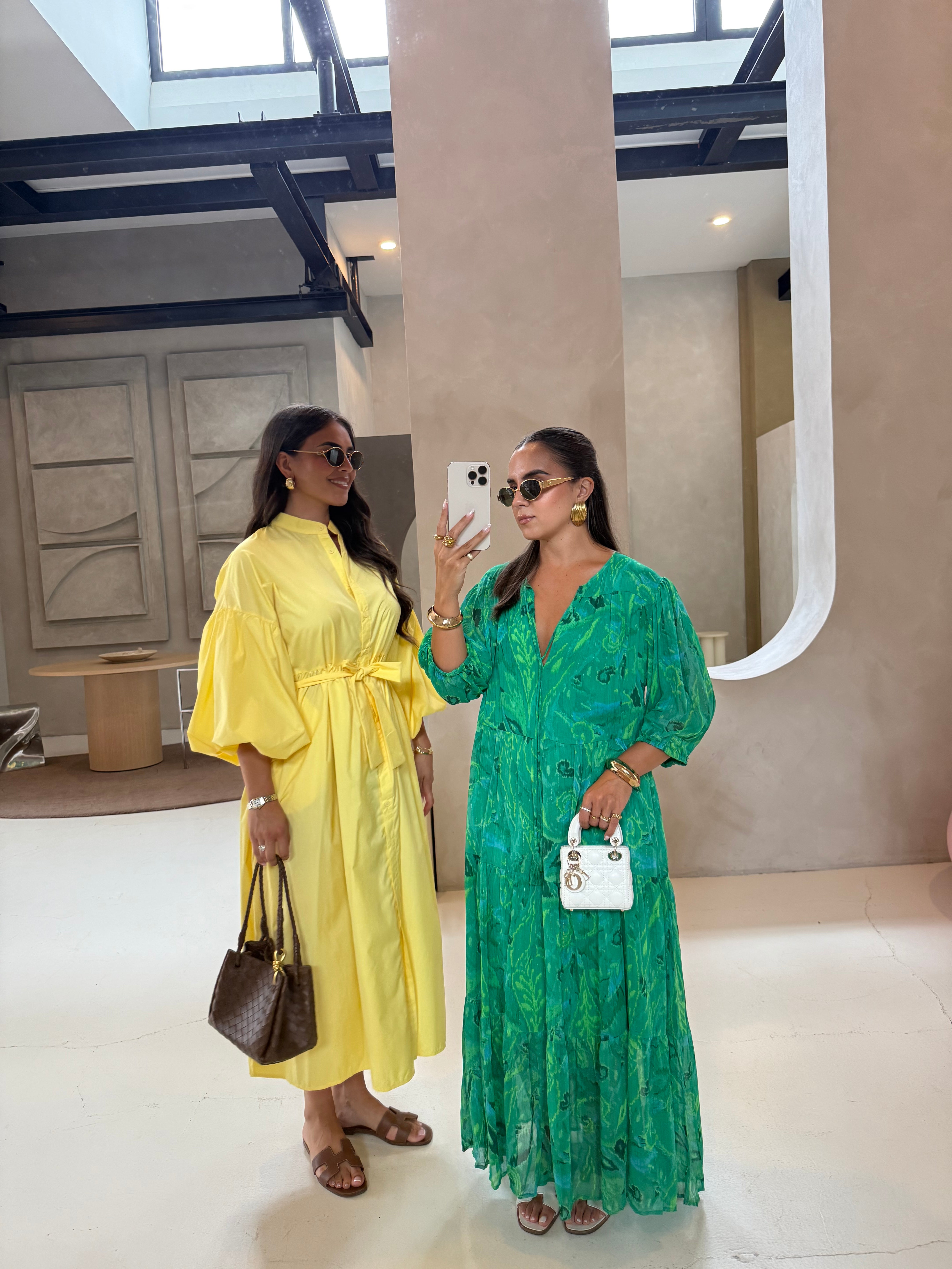Robe longue manche bouffante jaune (SC208)