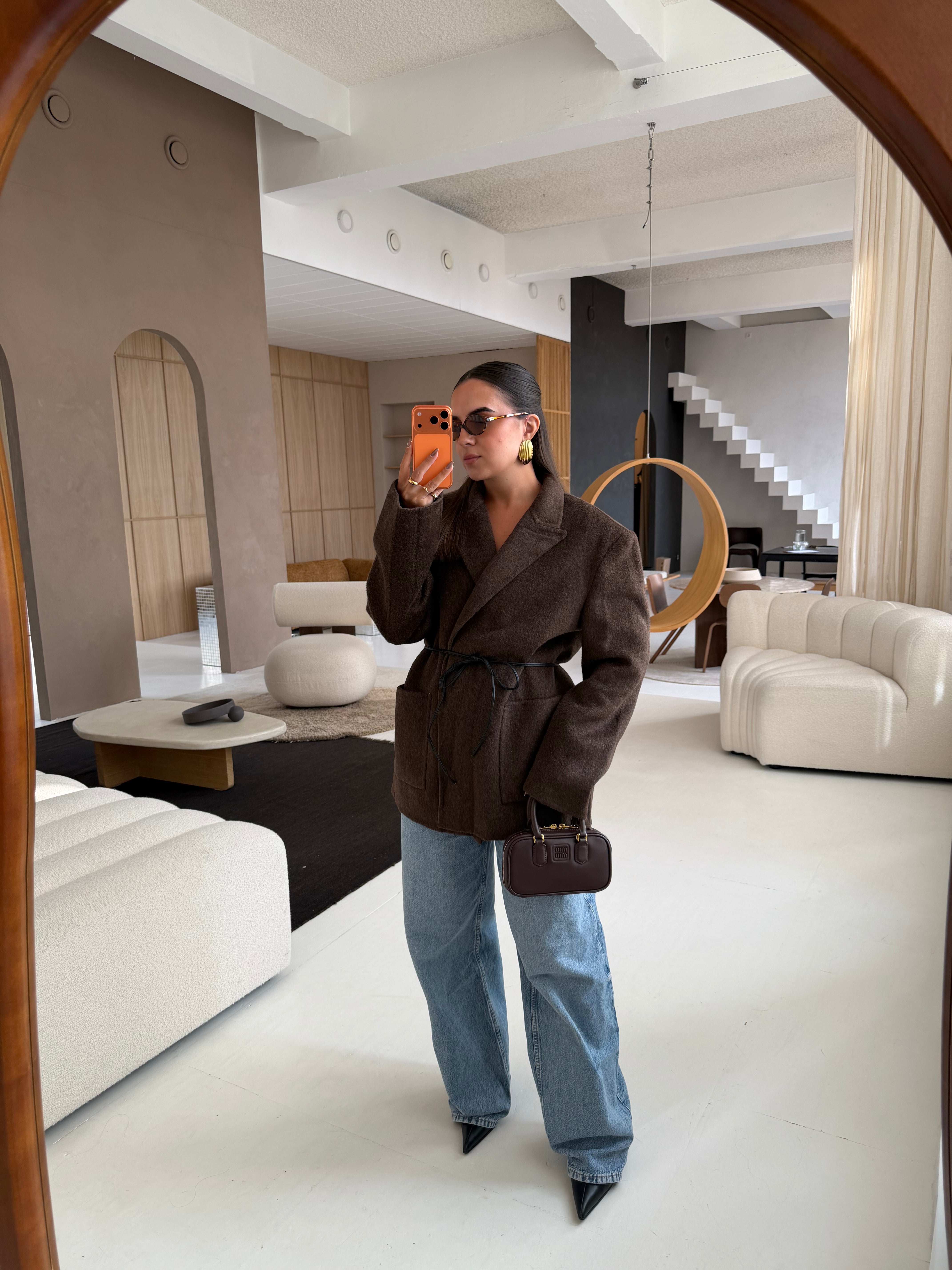 Manteau CACHEMIRE blazer marron (3172)