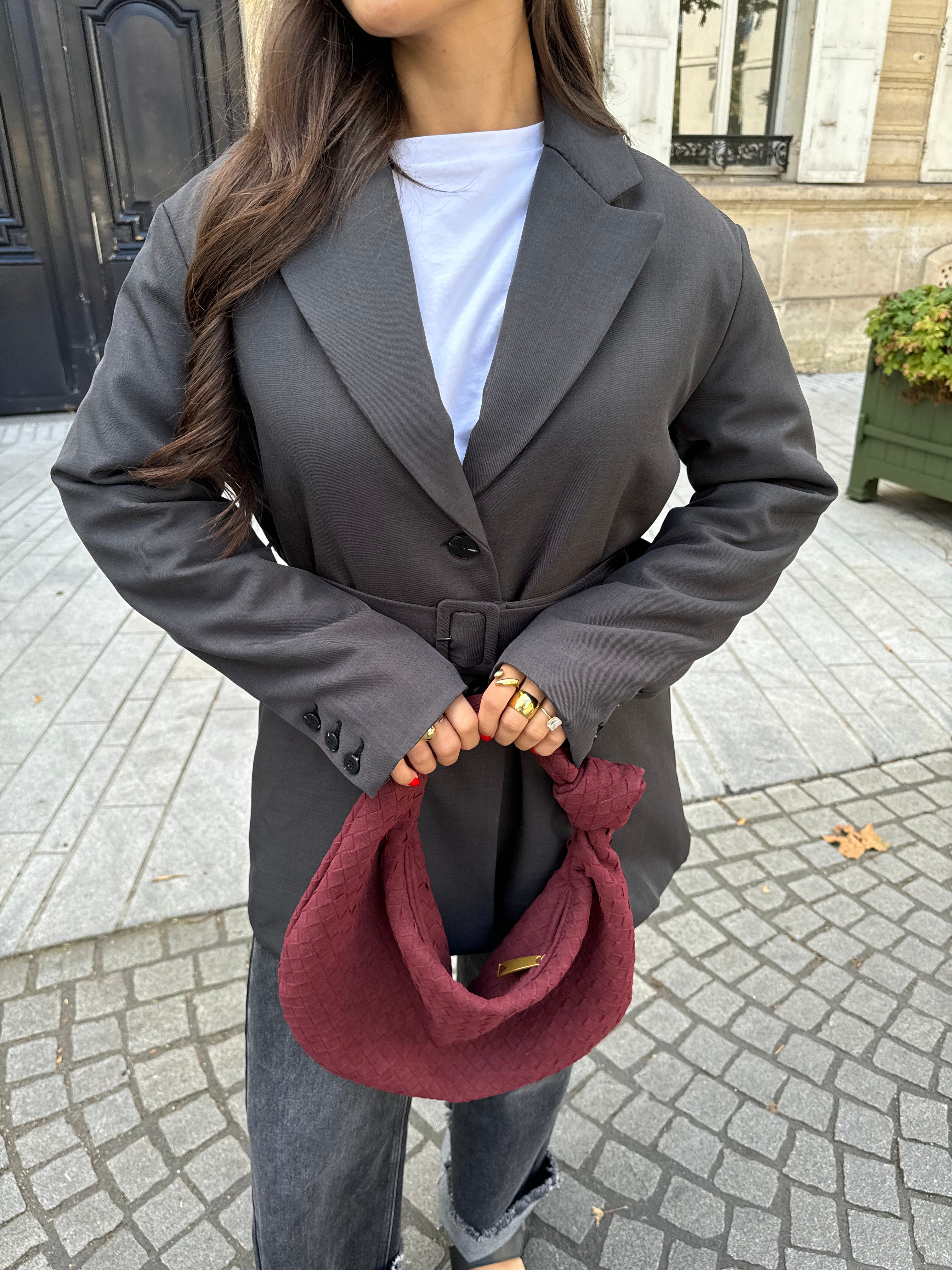 Veste blazer épais gris (8692)