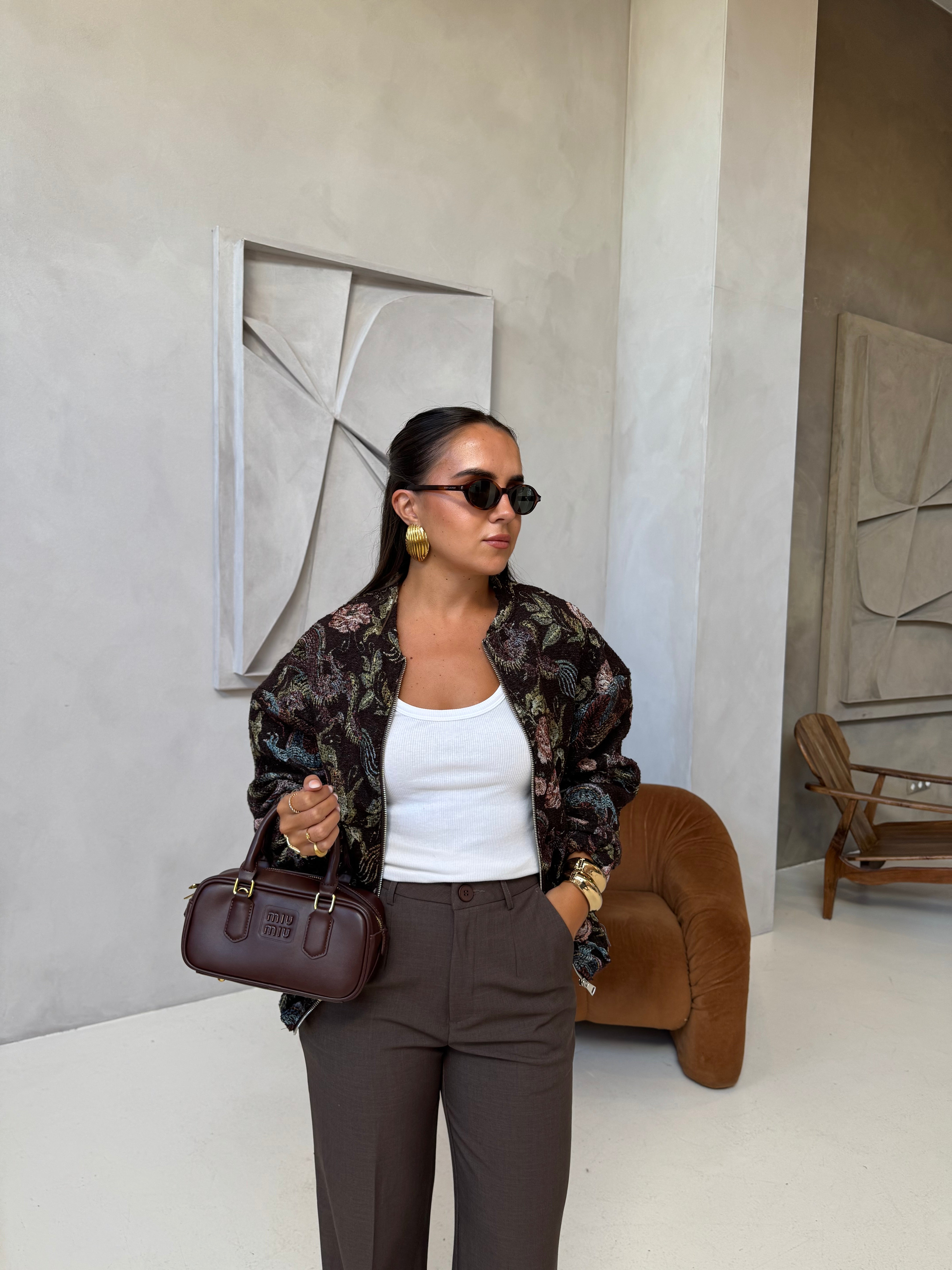 Veste GUAL marron 1 à motif (5210)