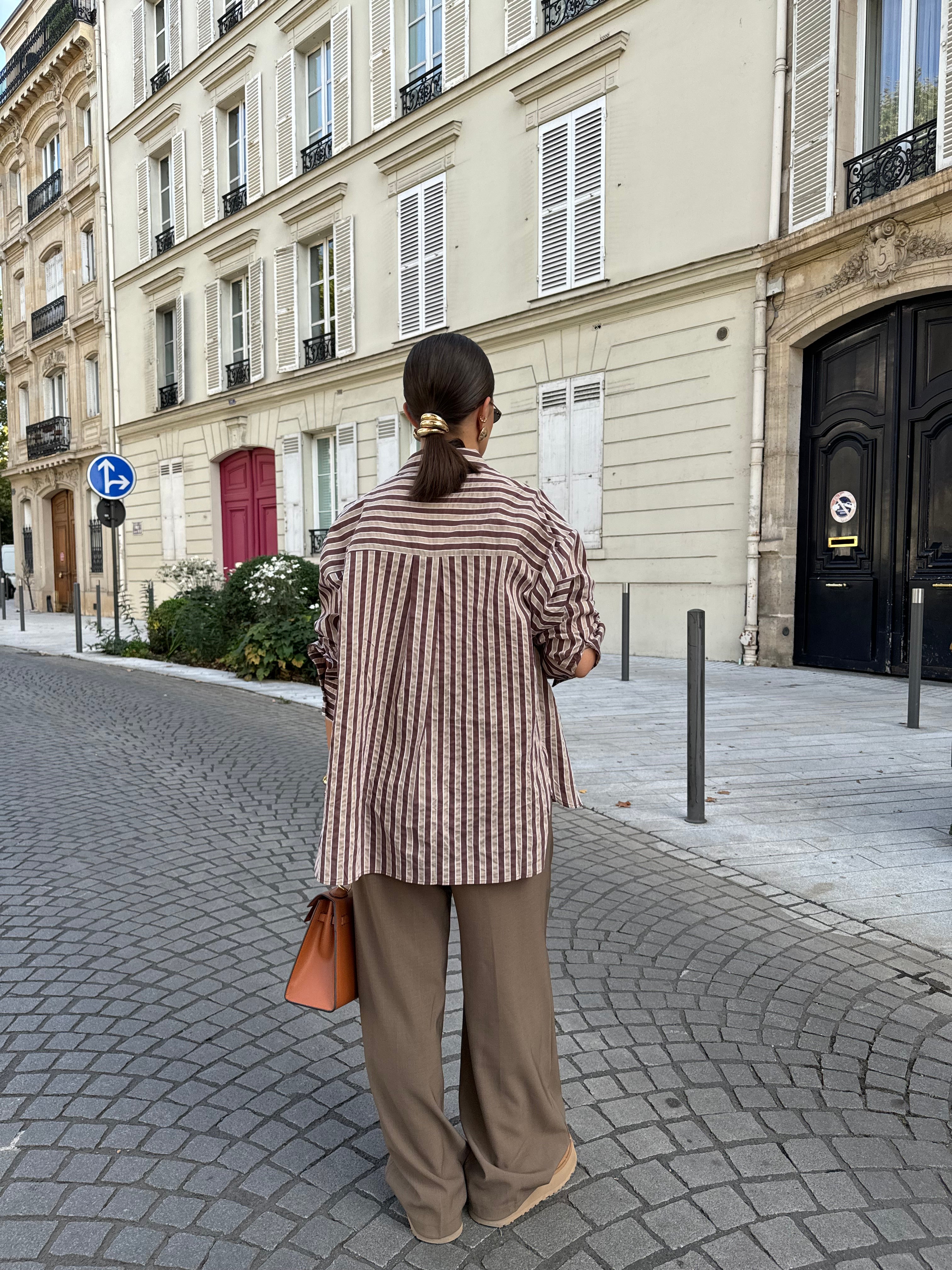 Chemise rayures marron (8207)