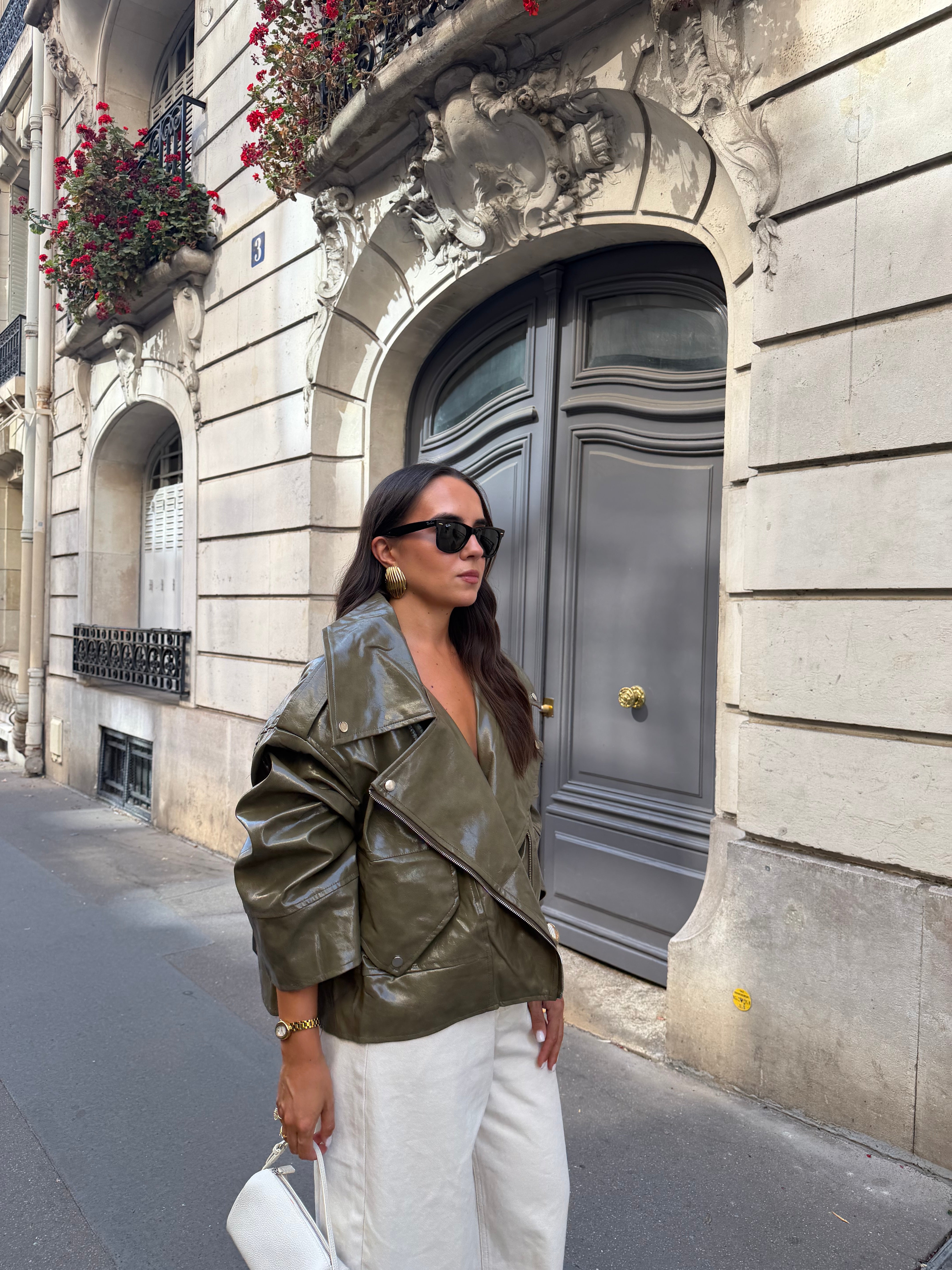 Veste HYPE simili cuir vert  (2688-15)