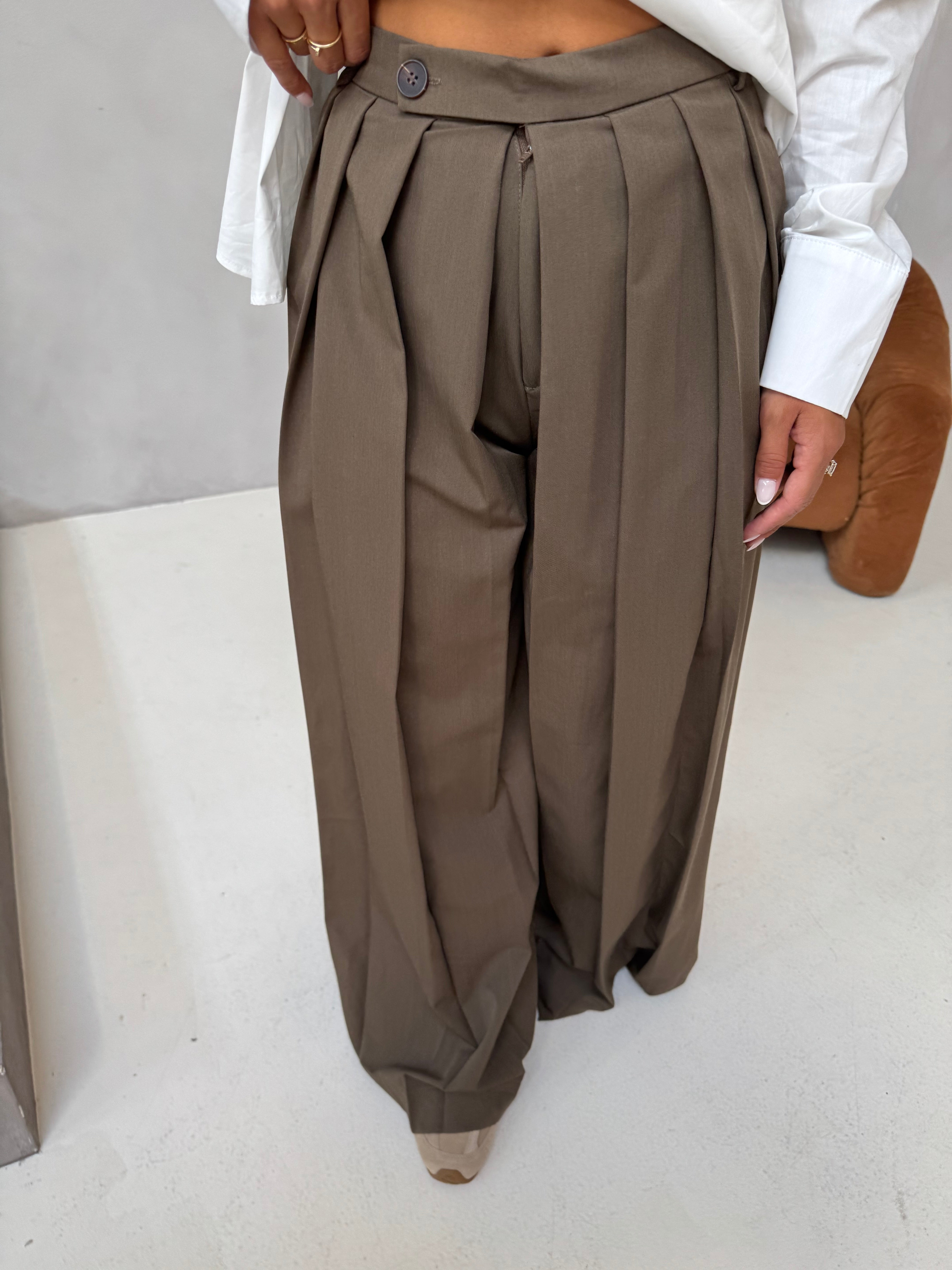 Pantalon plissé  marron (JY5102)