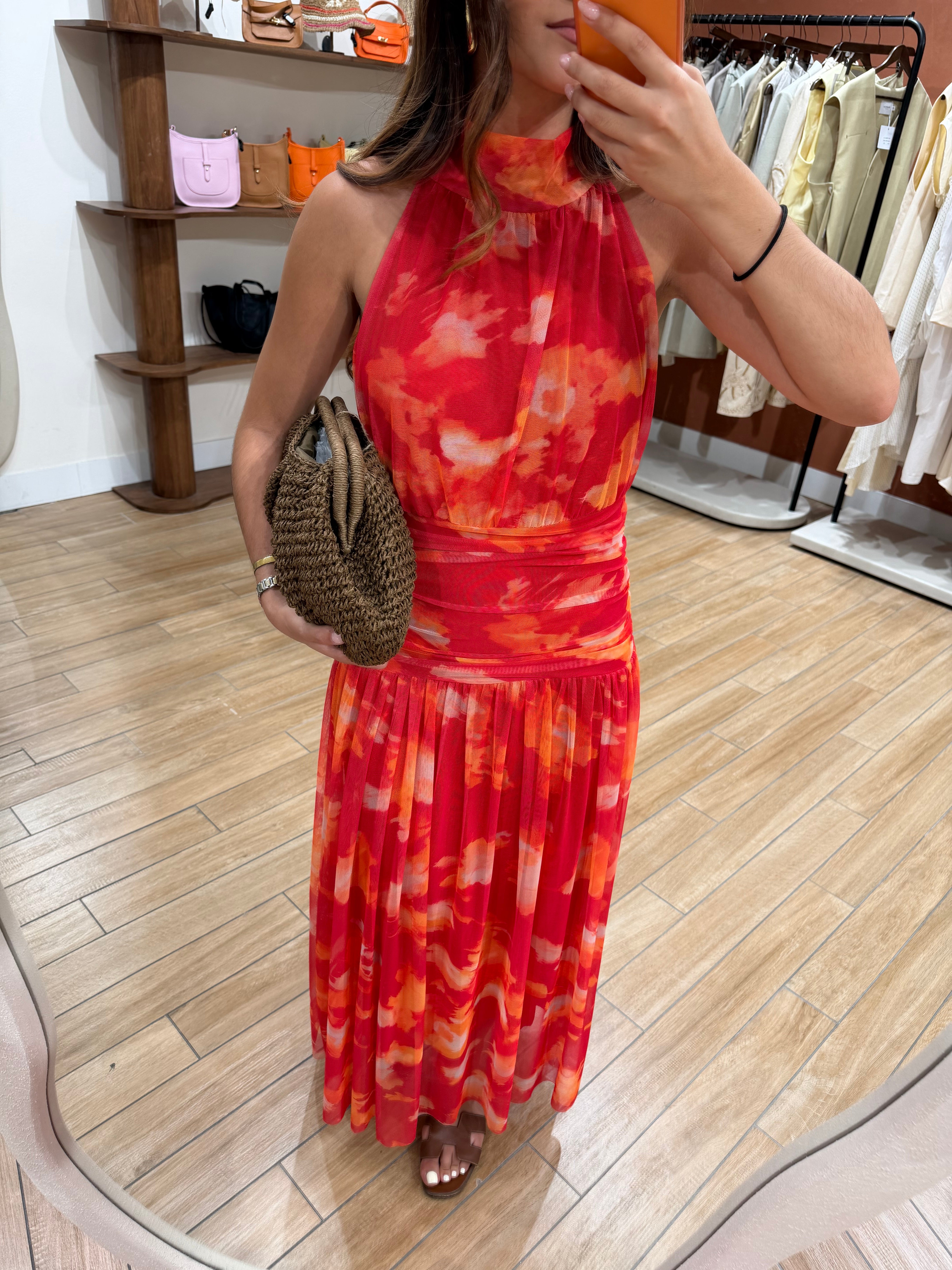 Robe SHANI orange rouge