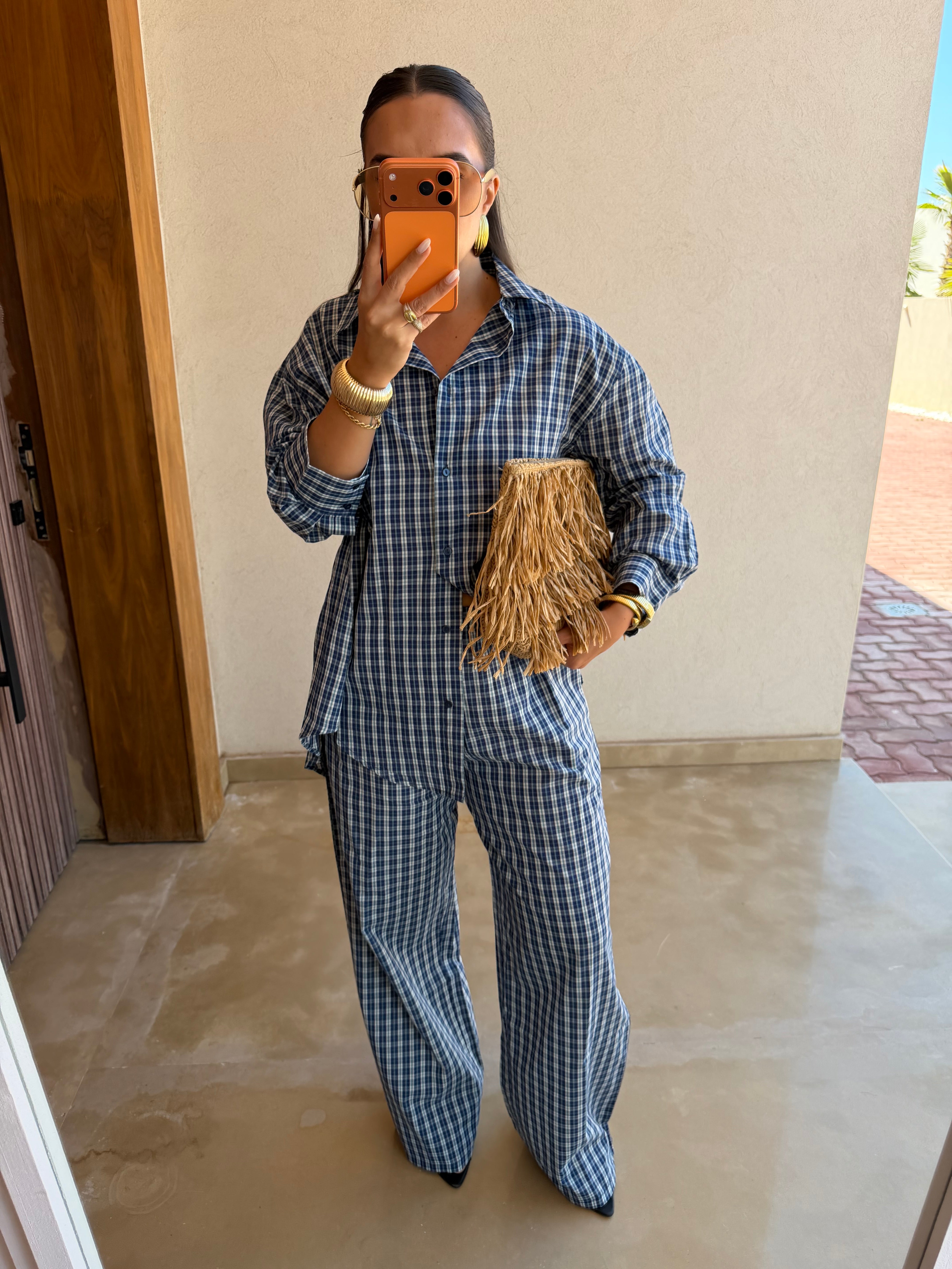 Pantalon MAX bleu carreaux