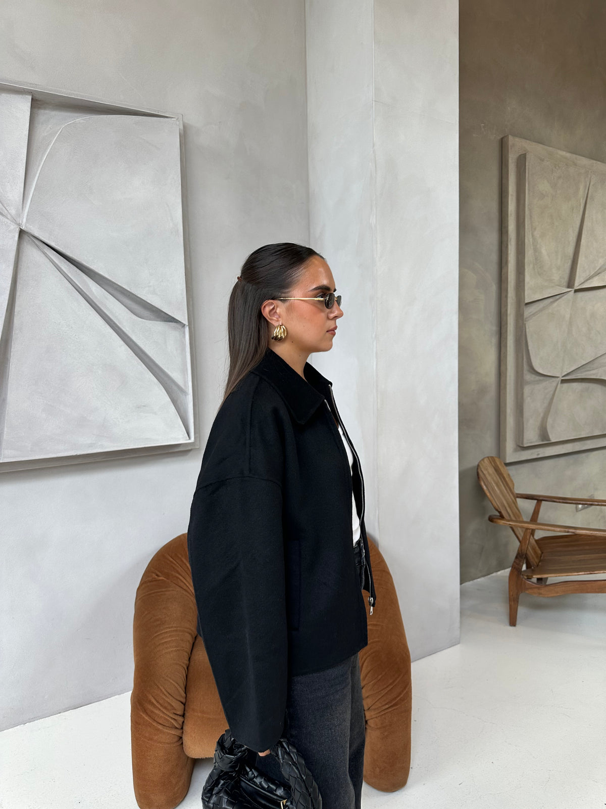 Manteau laine ROSIA noir (M-2502)