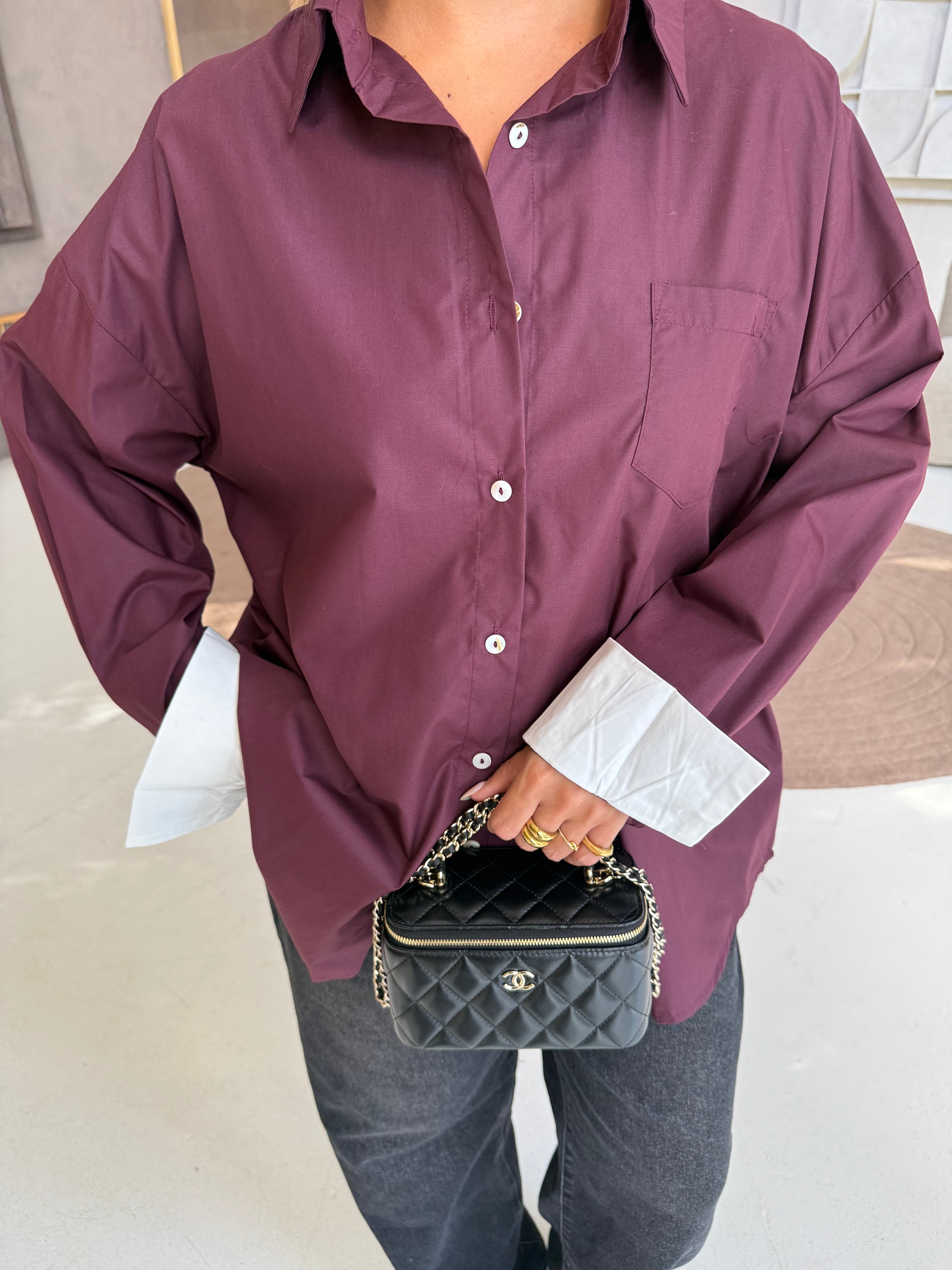 Chemise manche REVERS bordeaux  (JY5046)