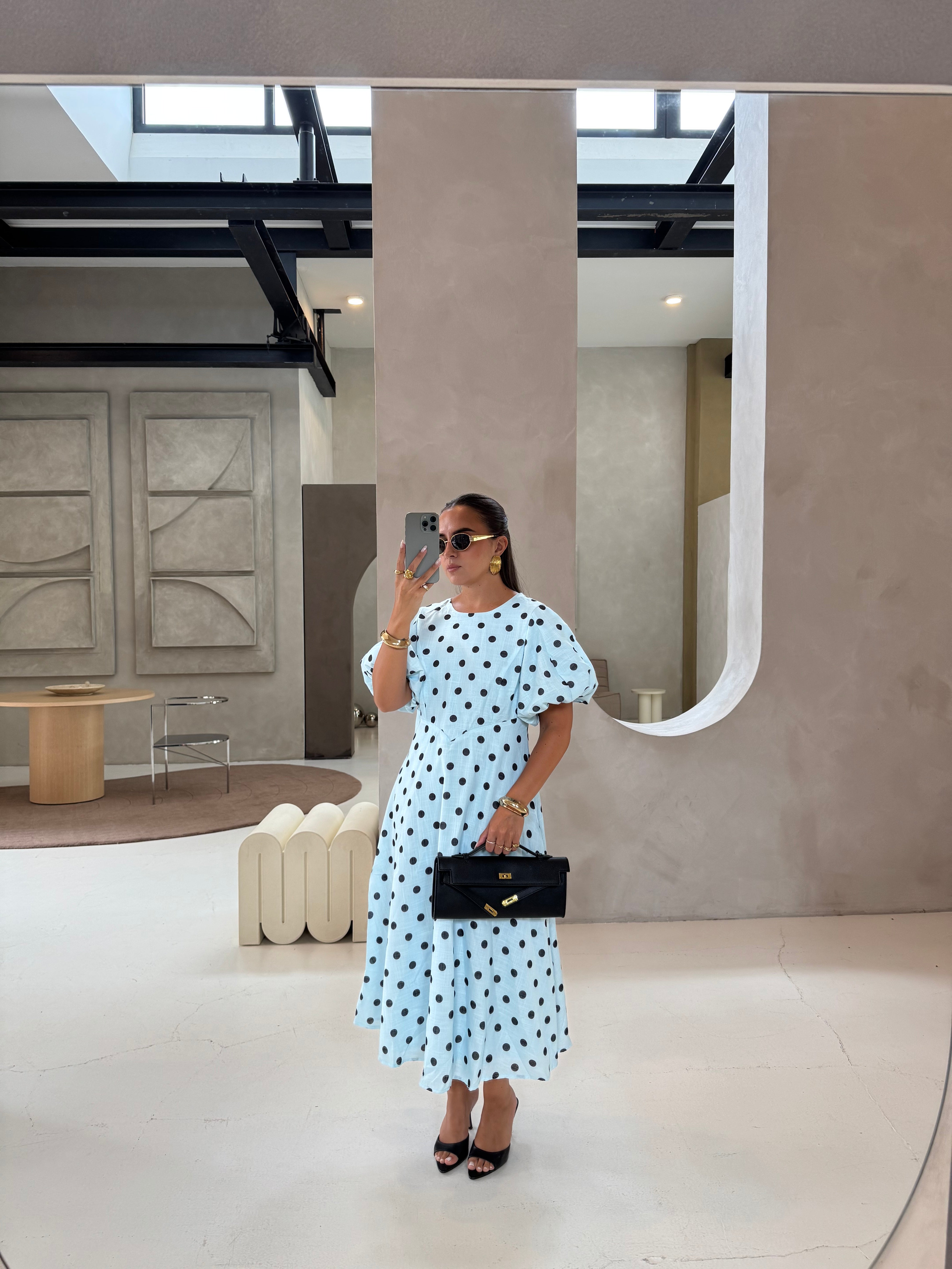 Robe print bleue (R8079)