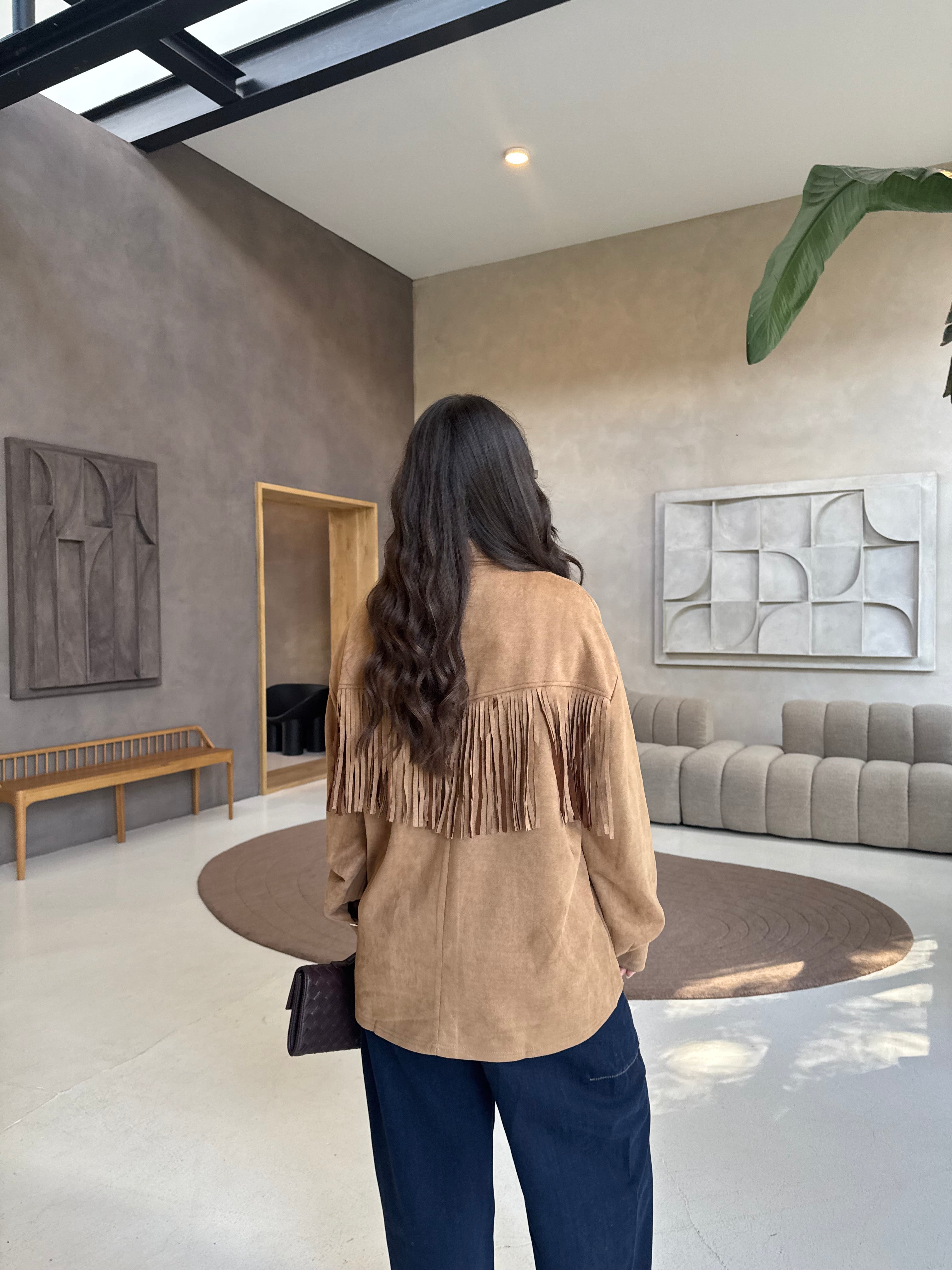 Veste à  frange camel (ym1015)
