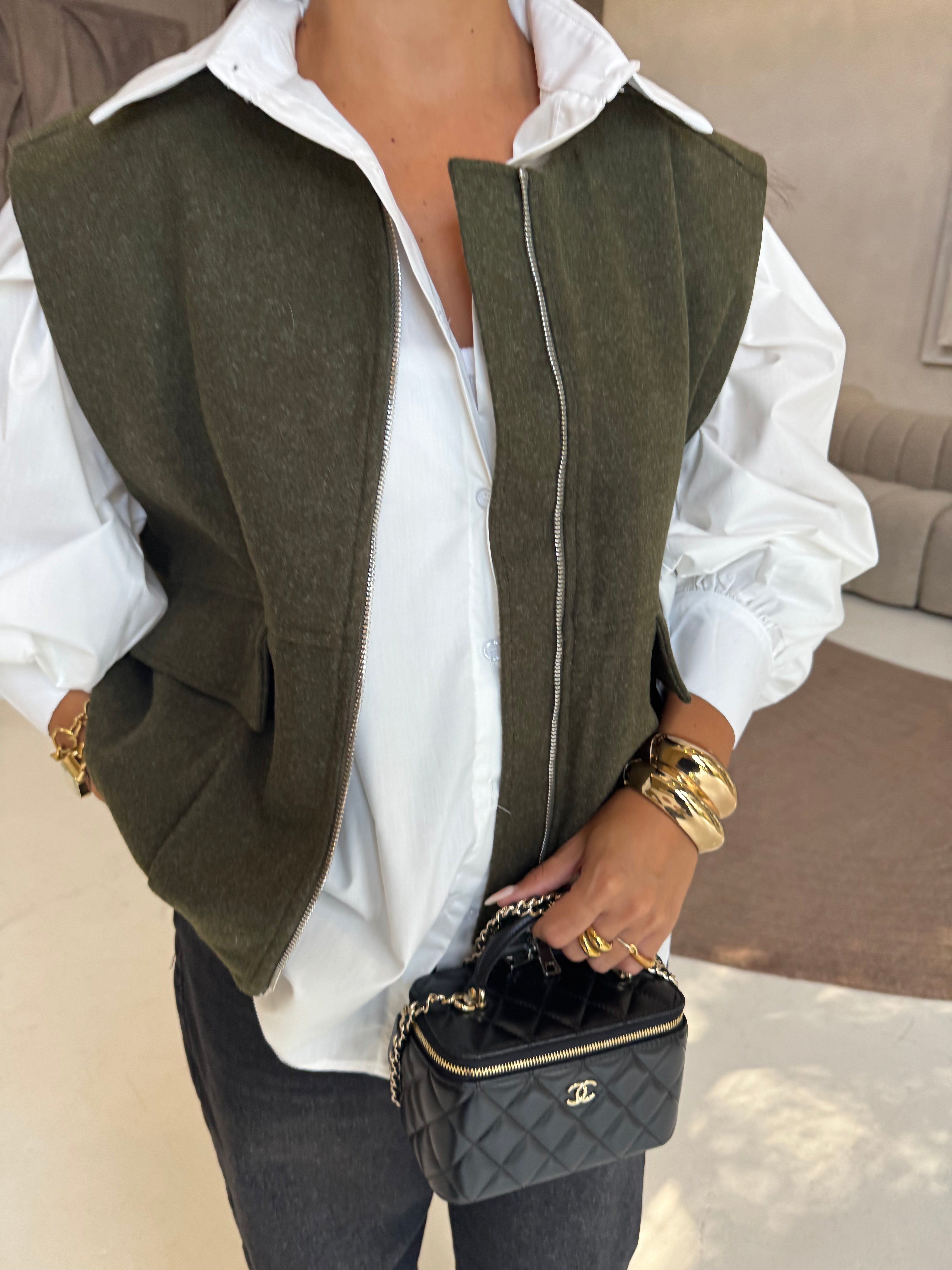 Veste SOFIE sans manches kaki (3739)
