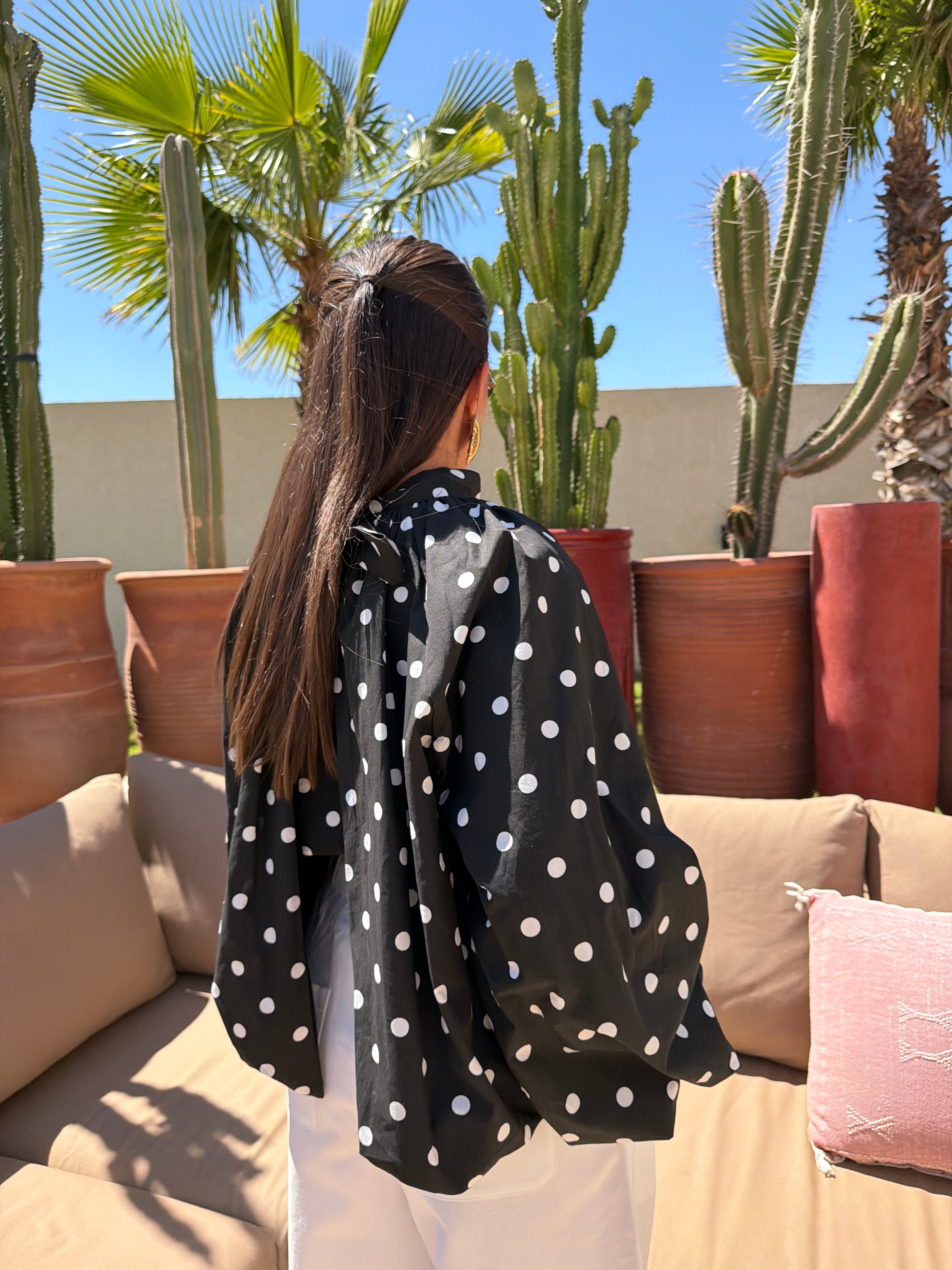 Blouse CHANA noire à pois (D7770)