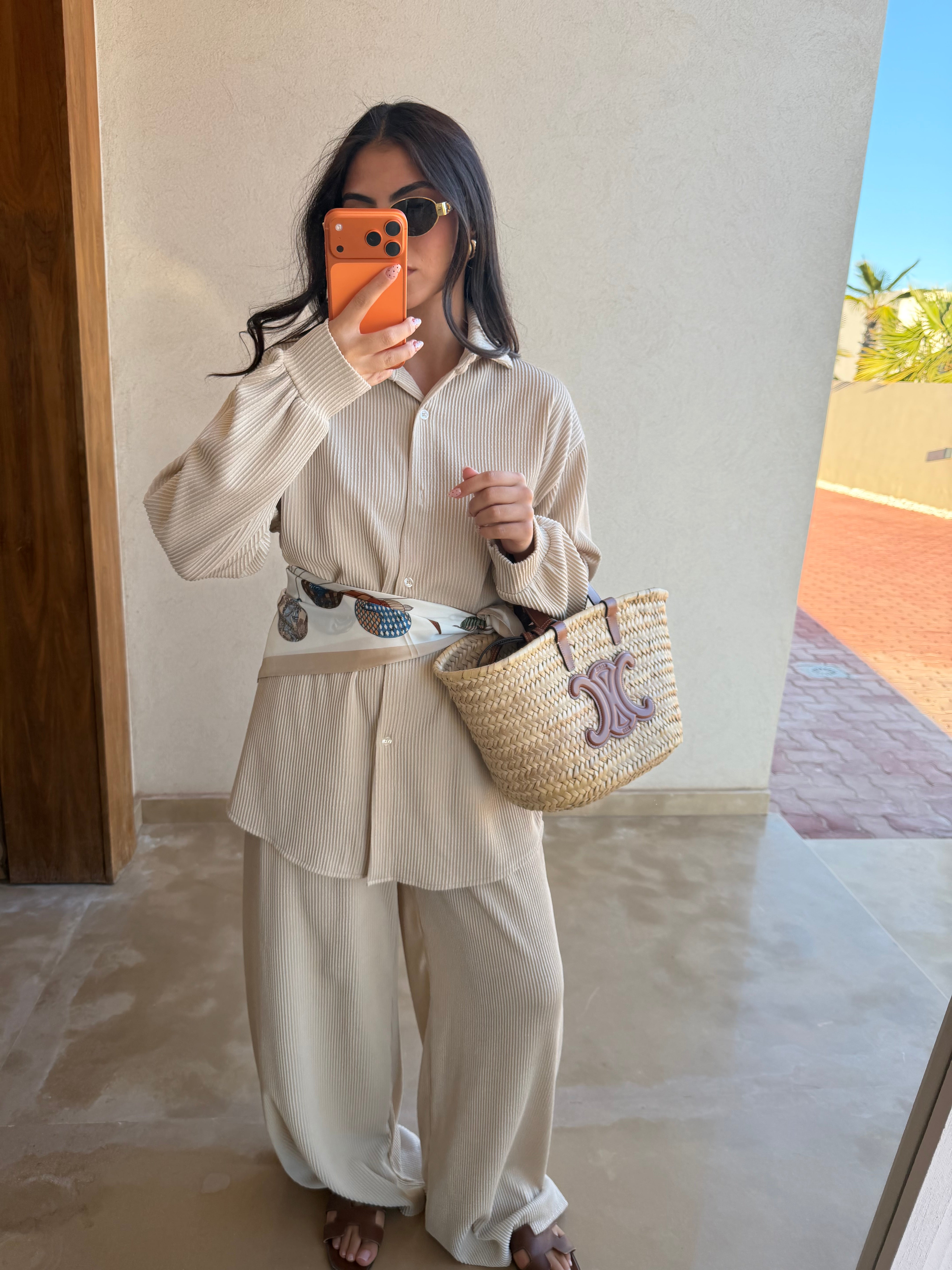 Ensemble plissé beige