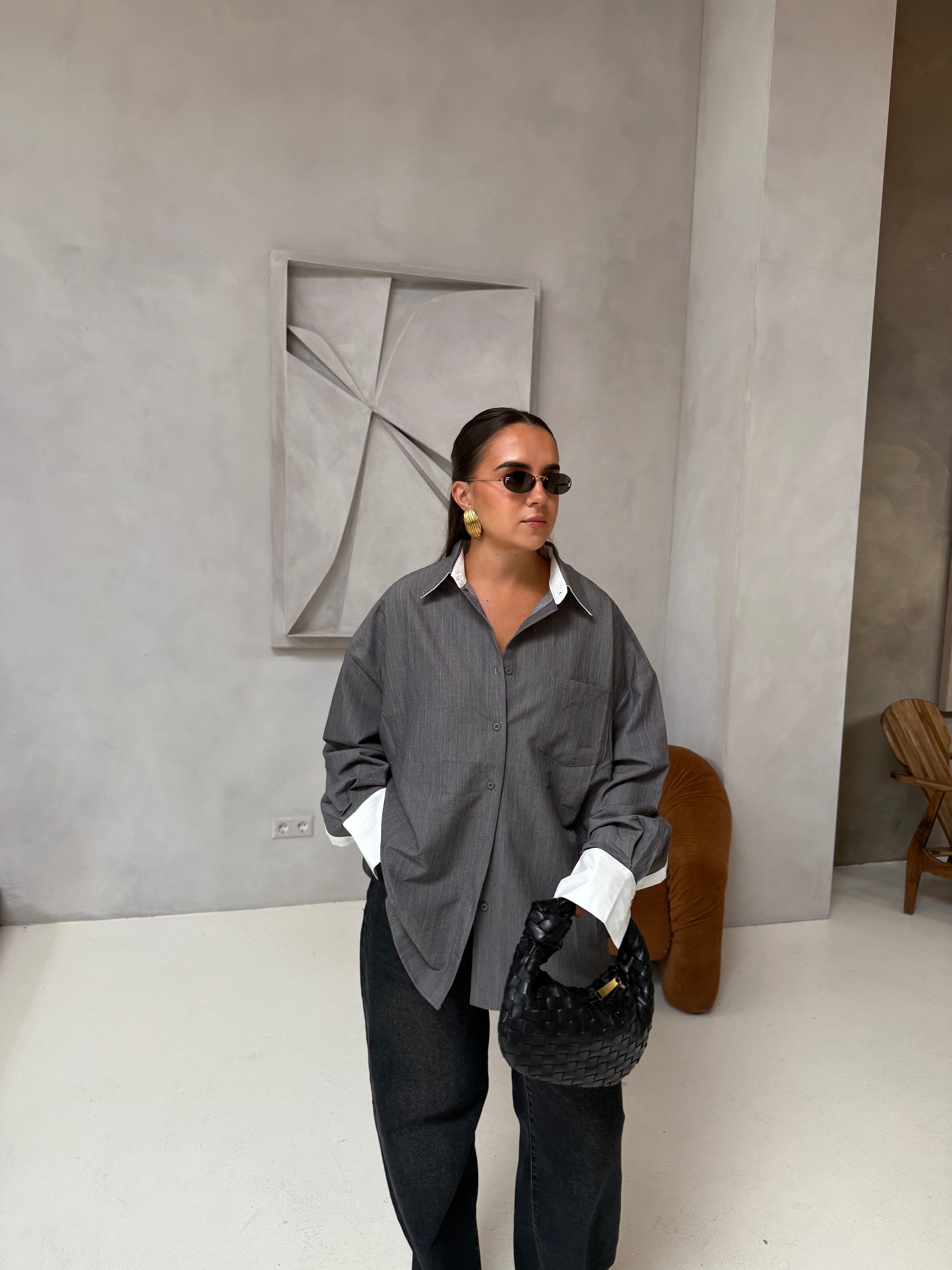 Chemise JULIE grise à rayures