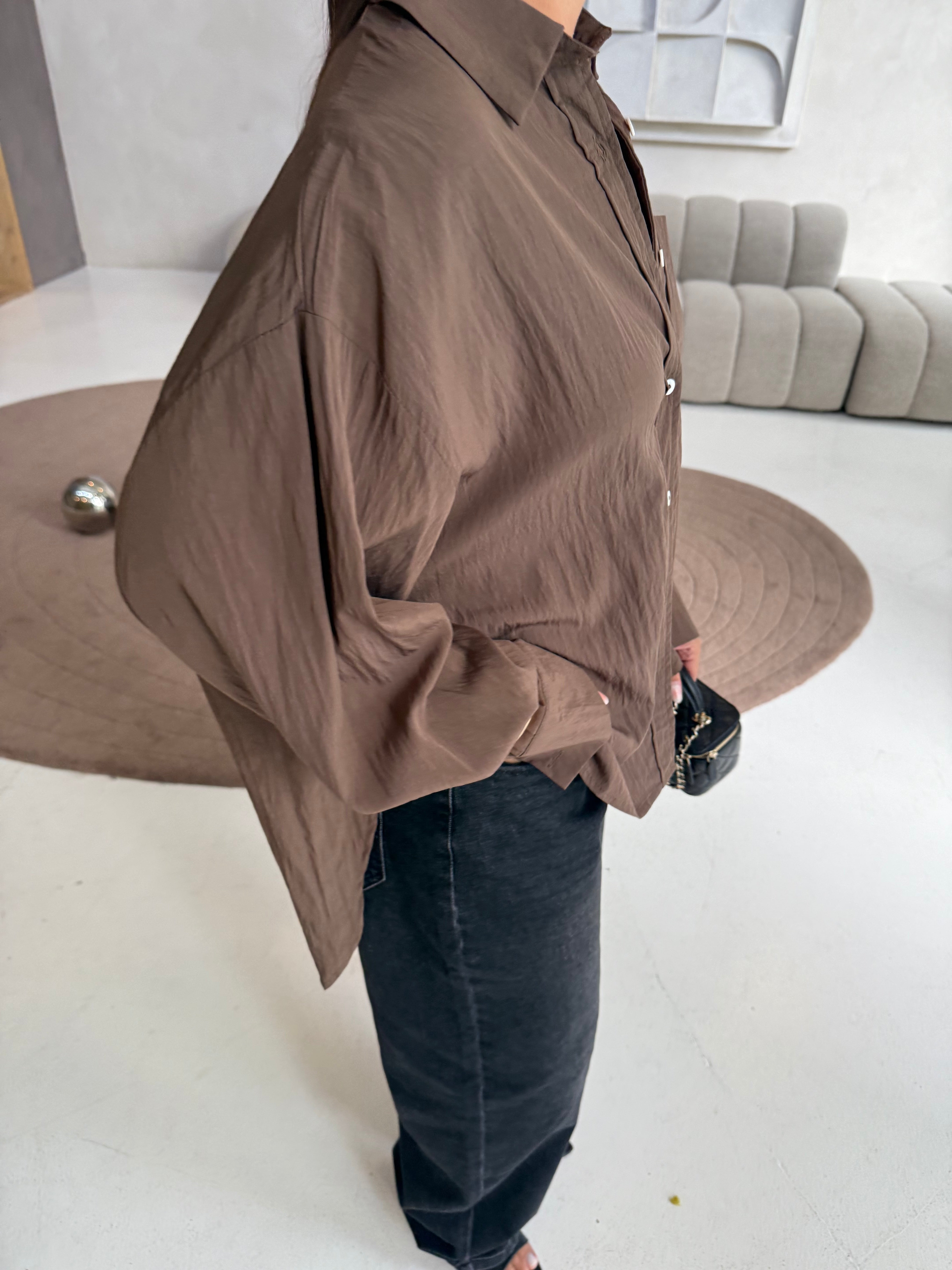 Chemise JANY poche marron (JY5105)