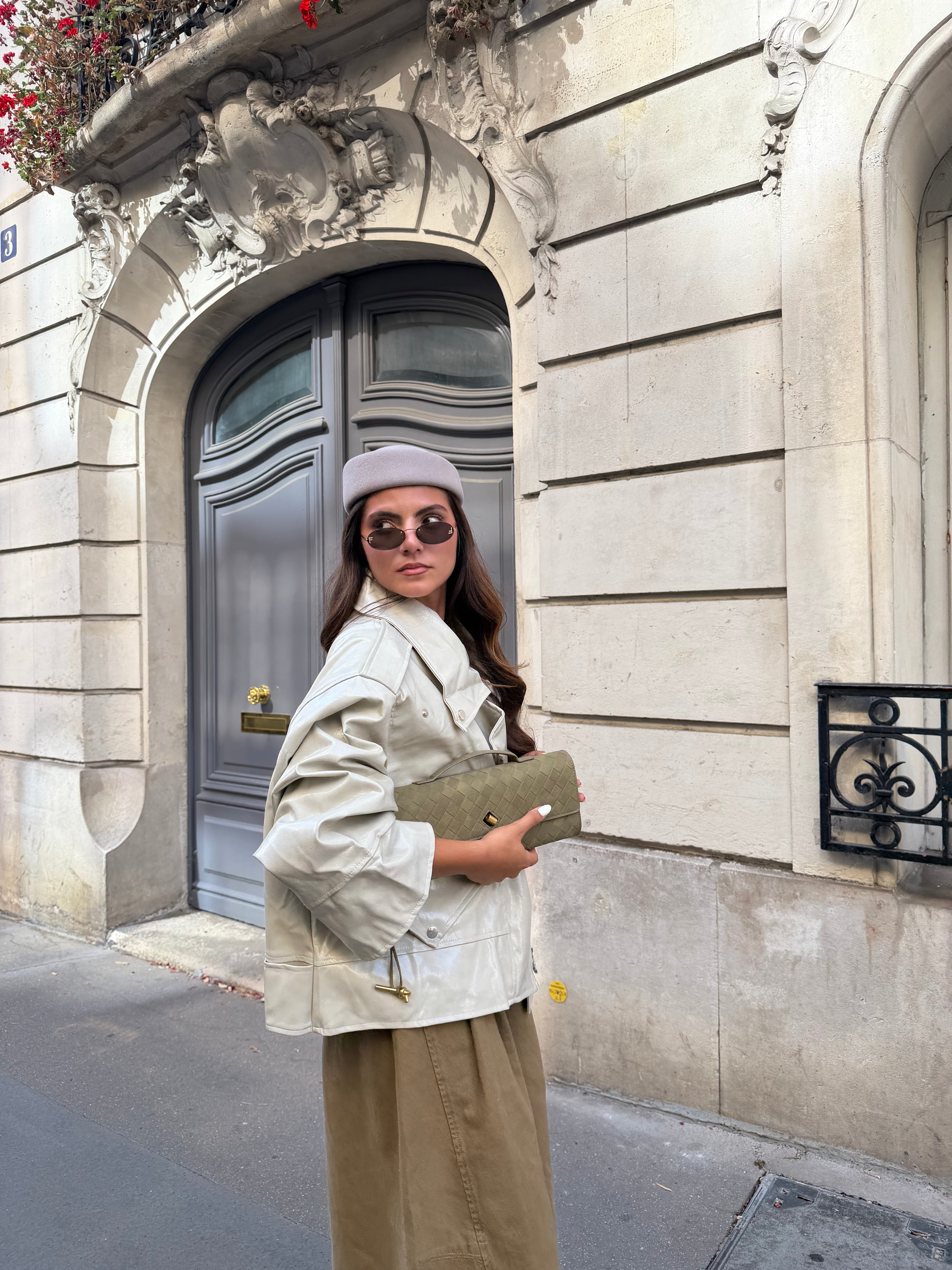 Veste HYPE simili cuir beige (2688-15)
