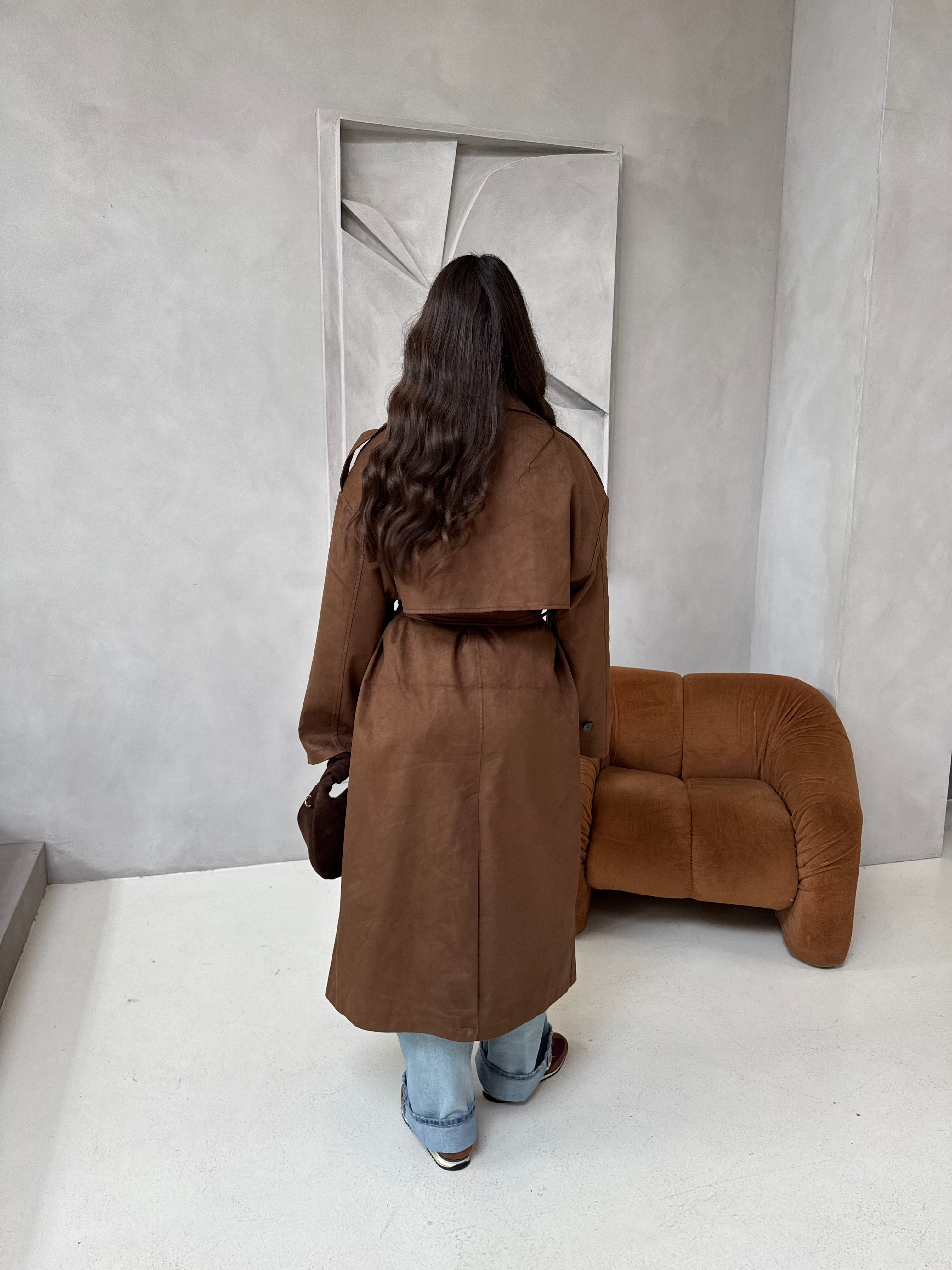 Manteau ADA trench long marron (V10258)